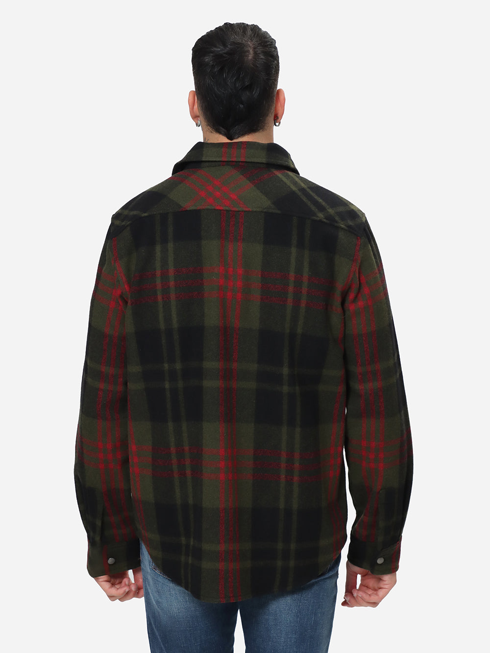 WOOLRICH Camicia Uomo Alaskan melton Overshirt-Greenstone check