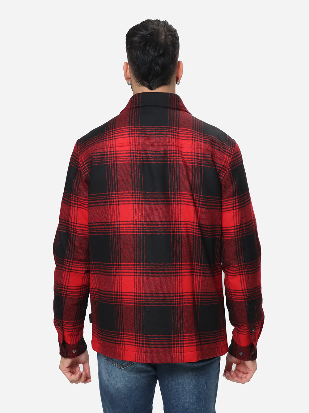 WOOLRICH Giubbino Camicia Uomo Alaskan Wool Check Overshirt-Red Check