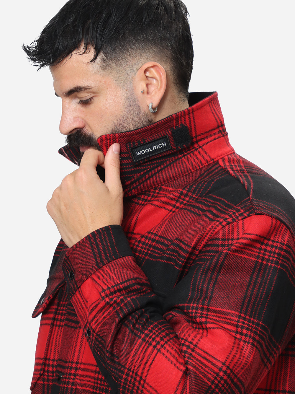 WOOLRICH Giubbino Camicia Uomo Alaskan Wool Check Overshirt-Red Check