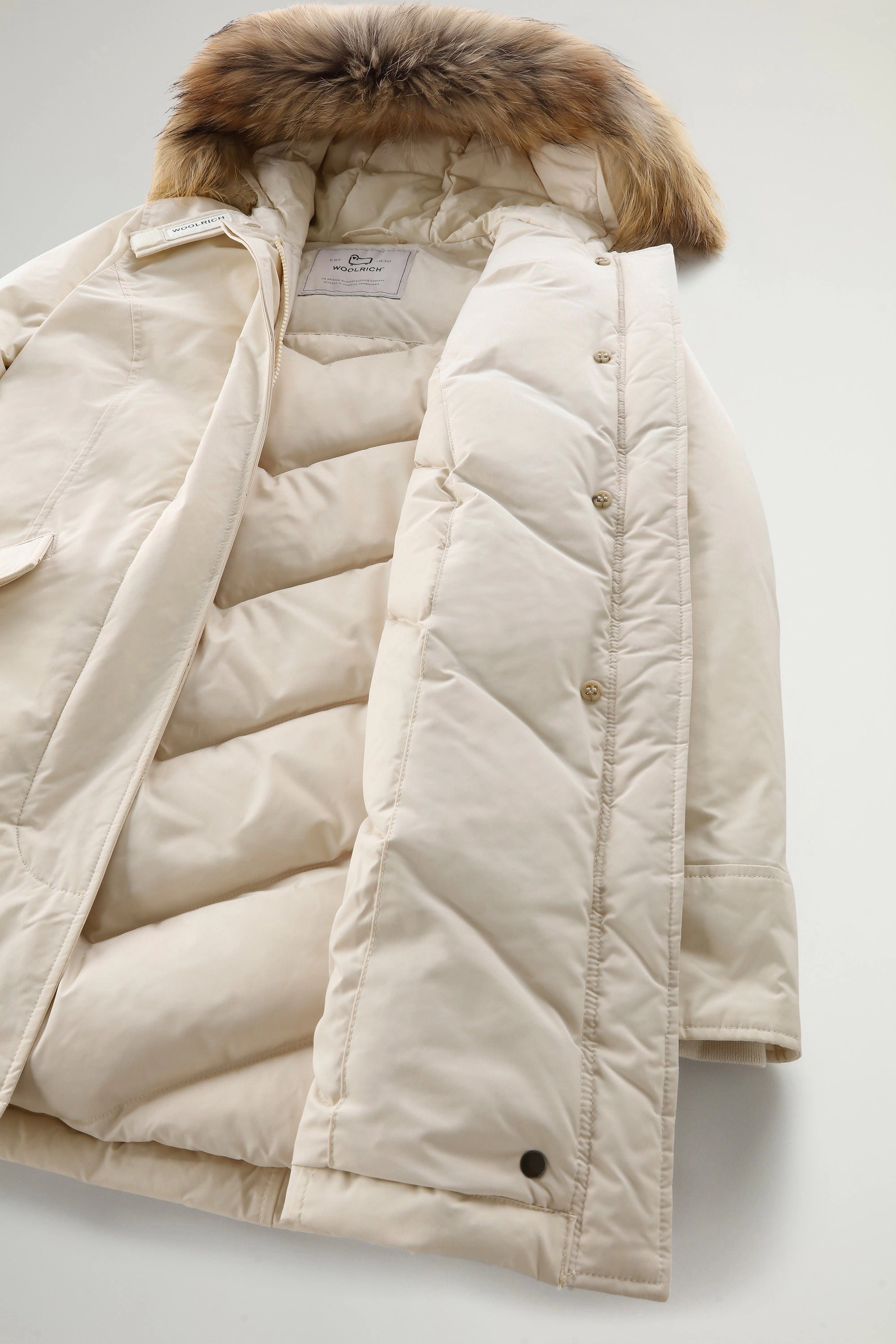 WOOLRICH Parka Donna Luxury Arctic Raccoon-Milky Cream