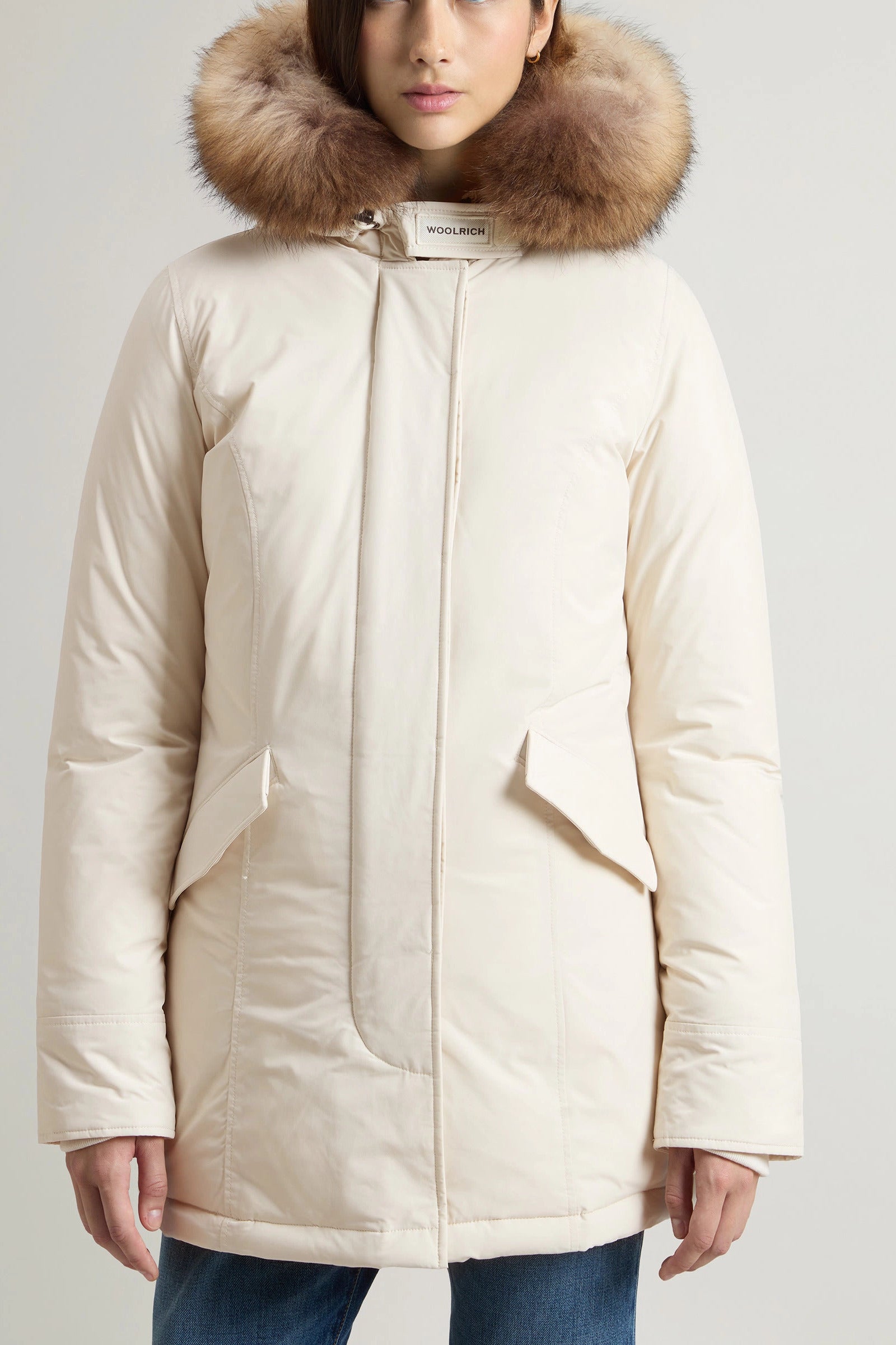 WOOLRICH Parka Donna Luxury Arctic Raccoon-Milky Cream