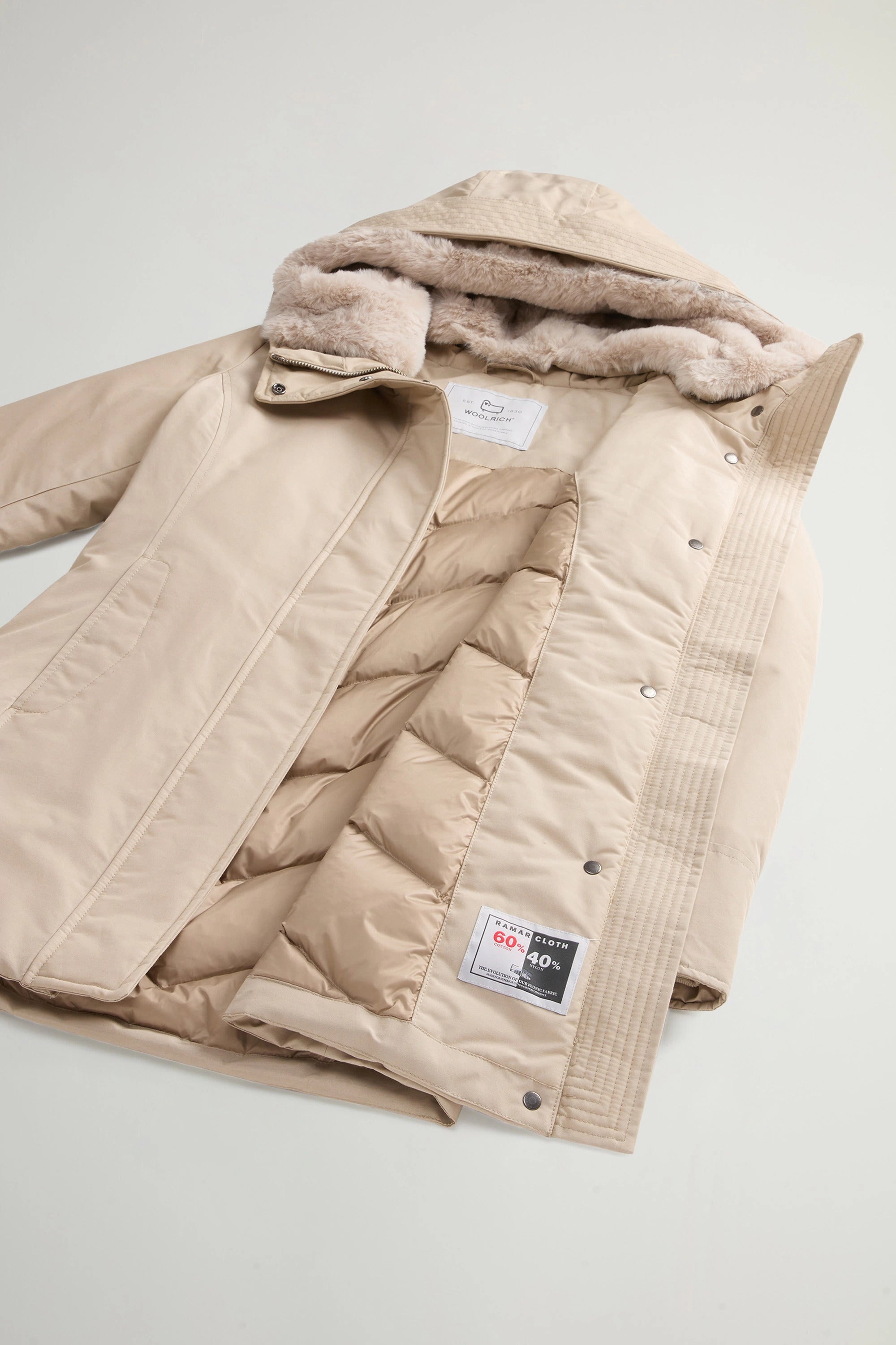 WOOLRICH Parka Donna Boulder Faux Fur-Oxford Tan