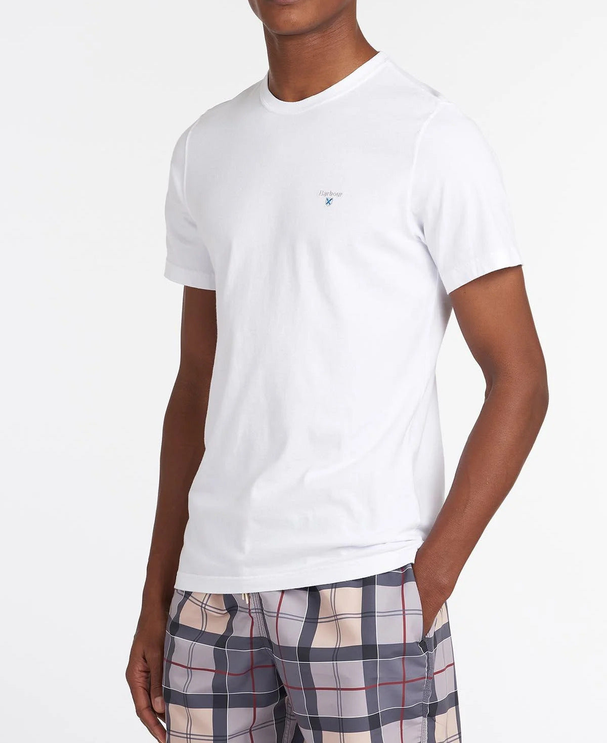 BARBOUR T-Shirt Uomo Aboyne Tartan Sports-White