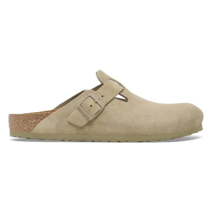 BIRKENSTOCK Ciabatta Donna Boston Suede Leather-Faded Khaki