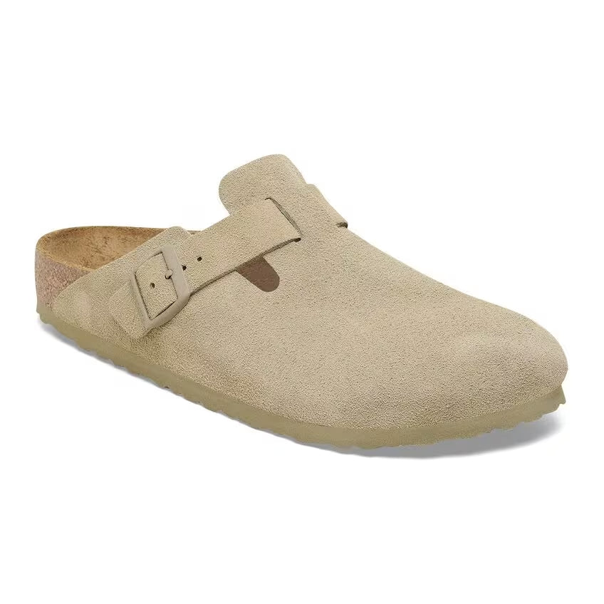 BIRKENSTOCK Ciabatta Donna Boston Suede Leather-Faded Khaki