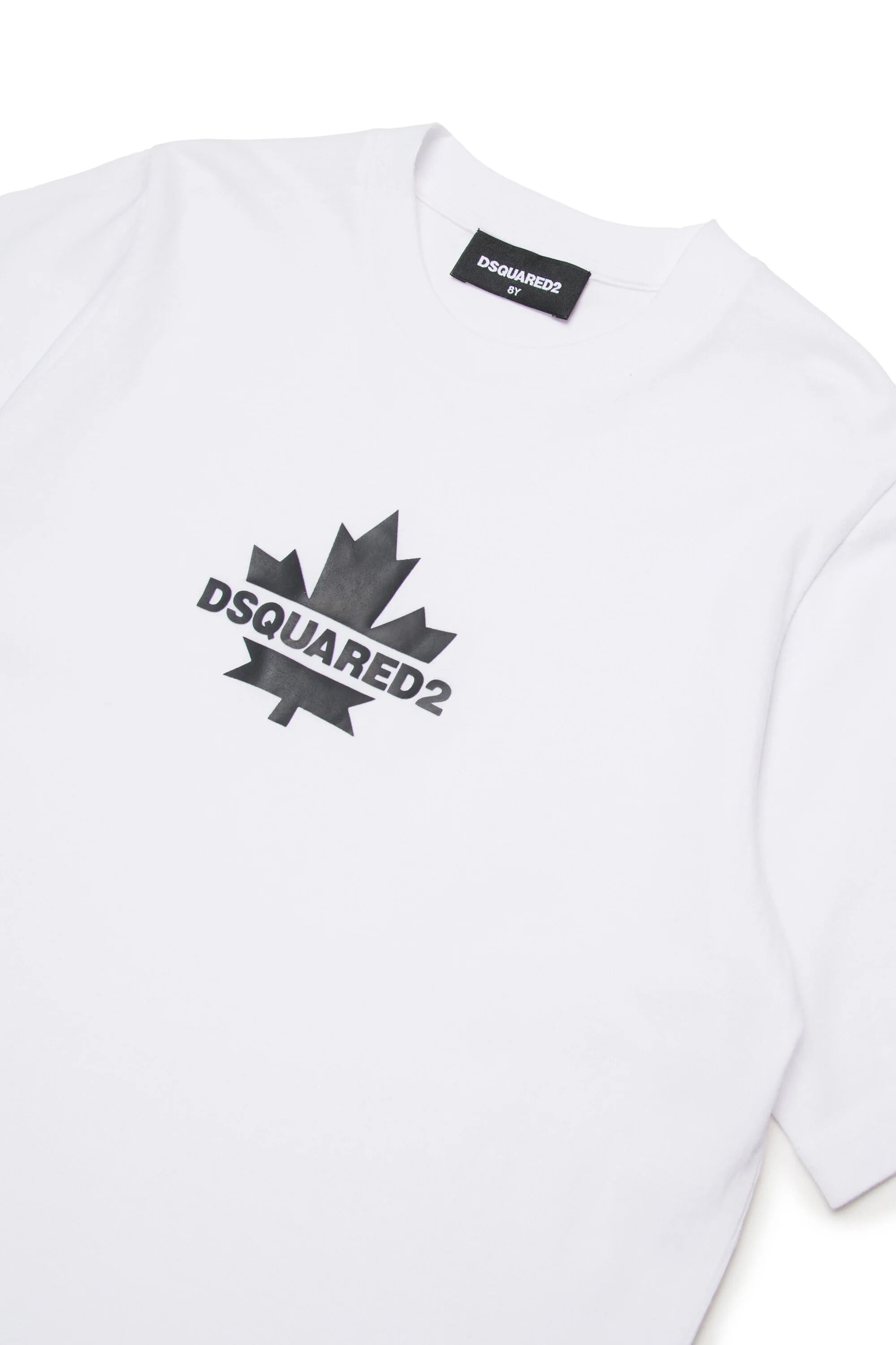 DSQUARED2 T-Shirt Junior Logo Foglia-Bianco