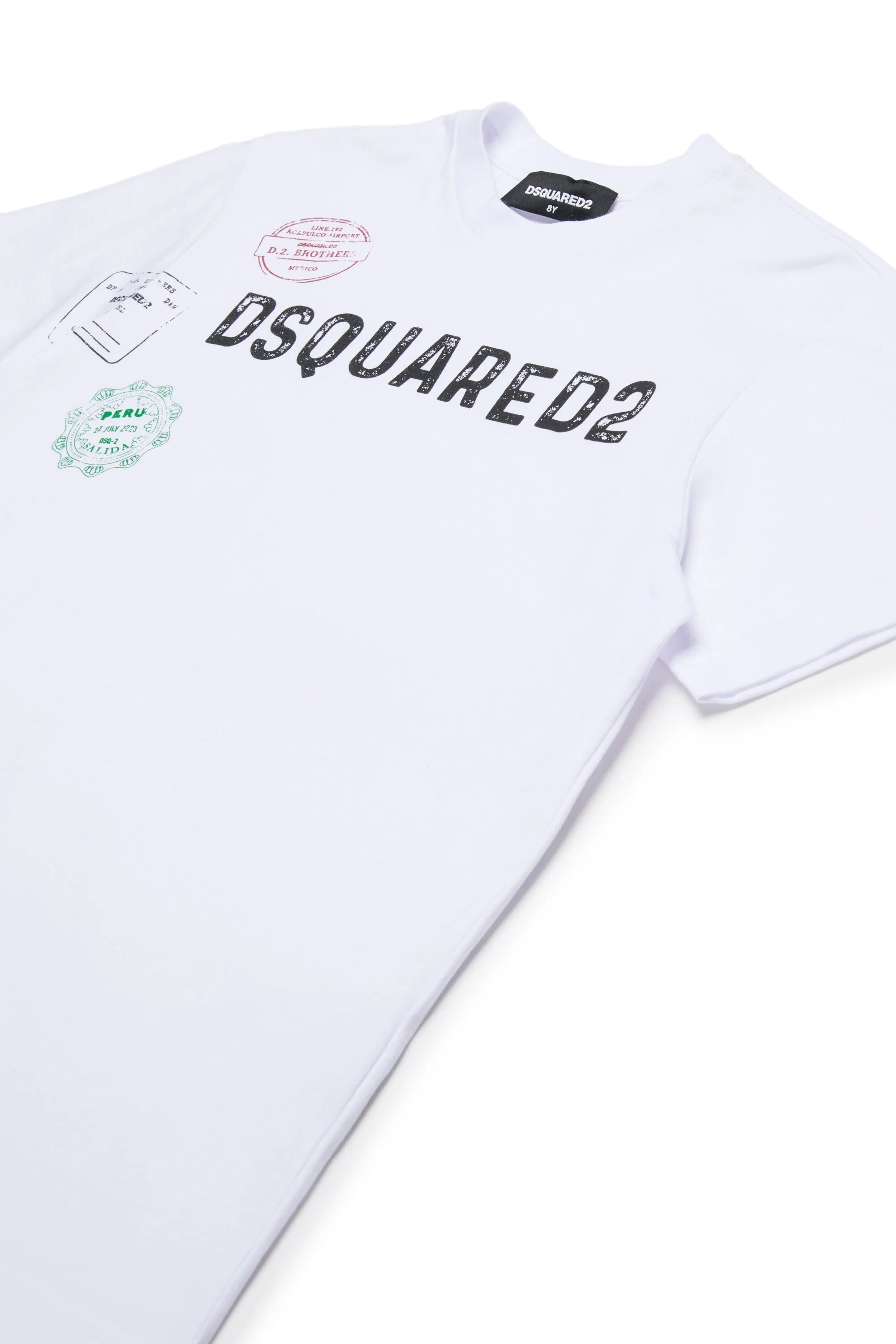 DSQUARED2 T-Shirt Junior Logo Passport-Bianco