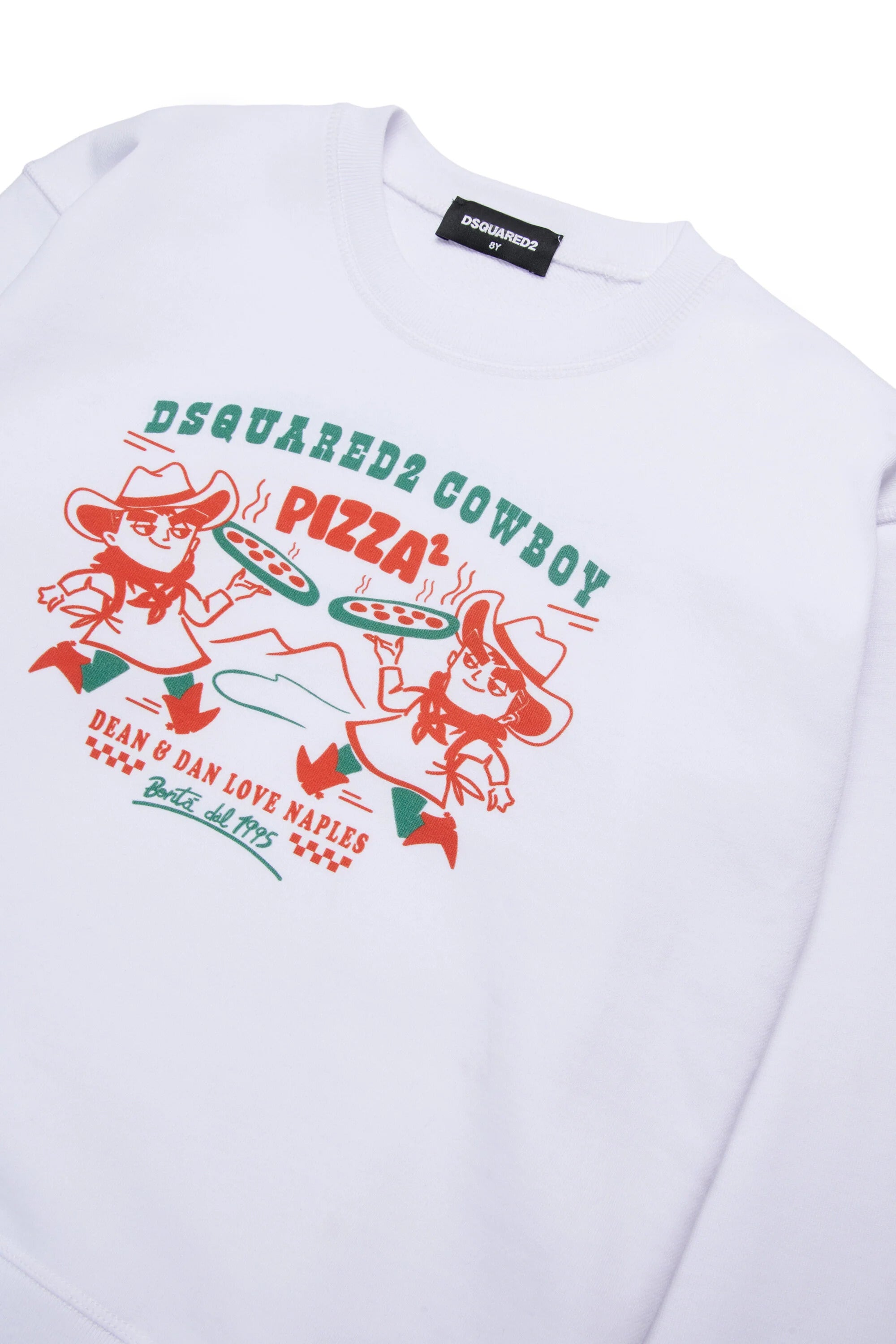 DSQUARED2 Felpa Junior Cowboy Pizza-Bianco