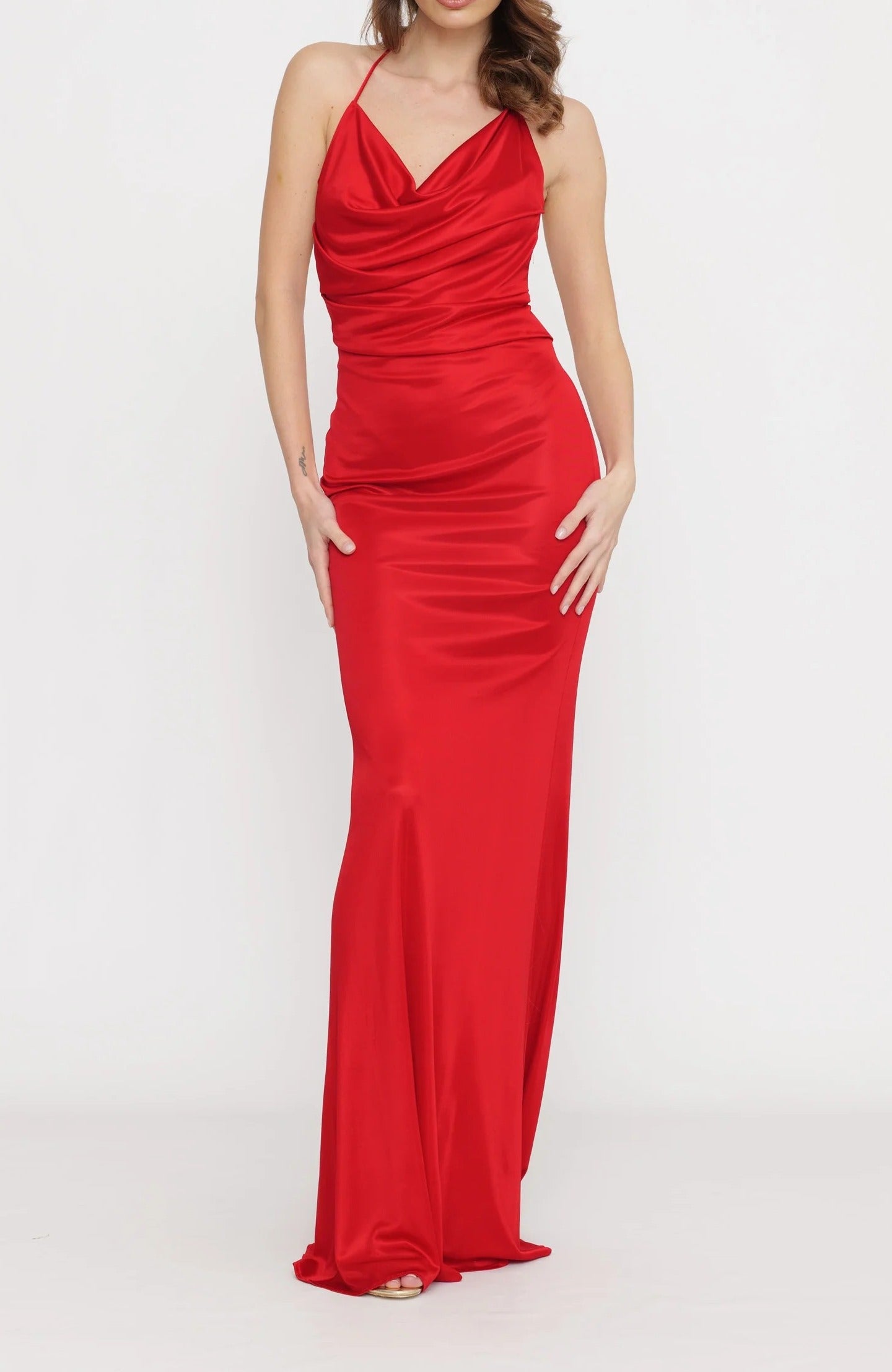 ELISABETTA FRANCHI Abito Red Carpet Jersey Schiena Nuda-Red Passion