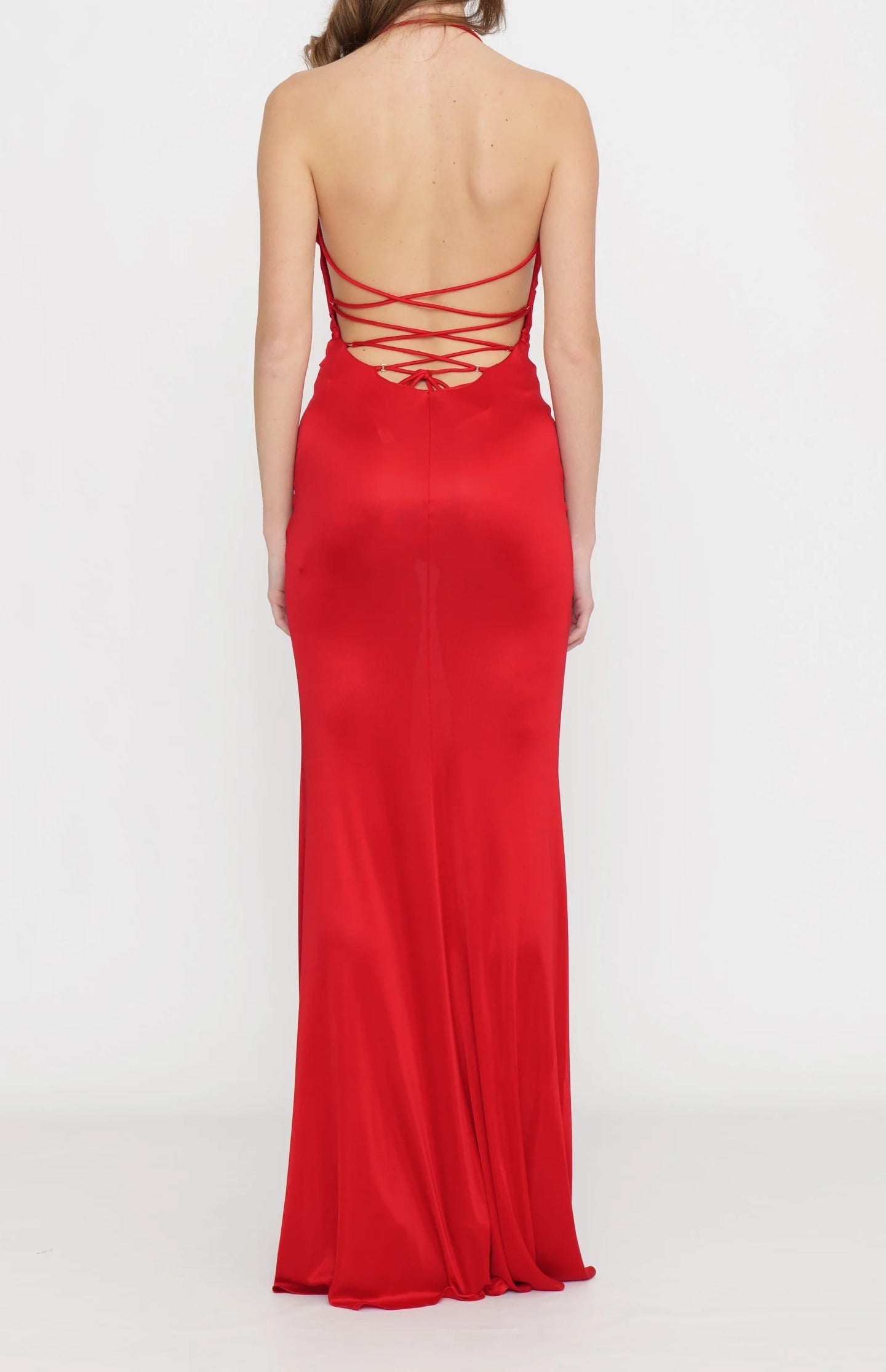 ELISABETTA FRANCHI Abito Red Carpet Jersey Schiena Nuda-Red Passion