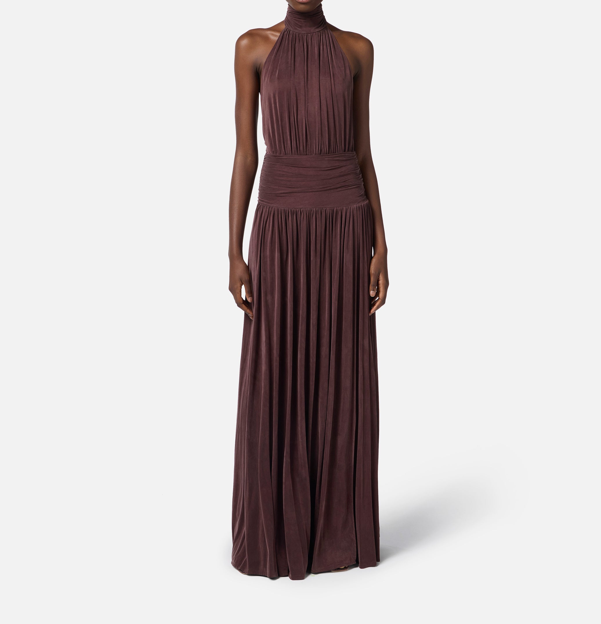 ELISABETTA FRANCHI Abito Red Carpet Jersey Cupro-Cacao