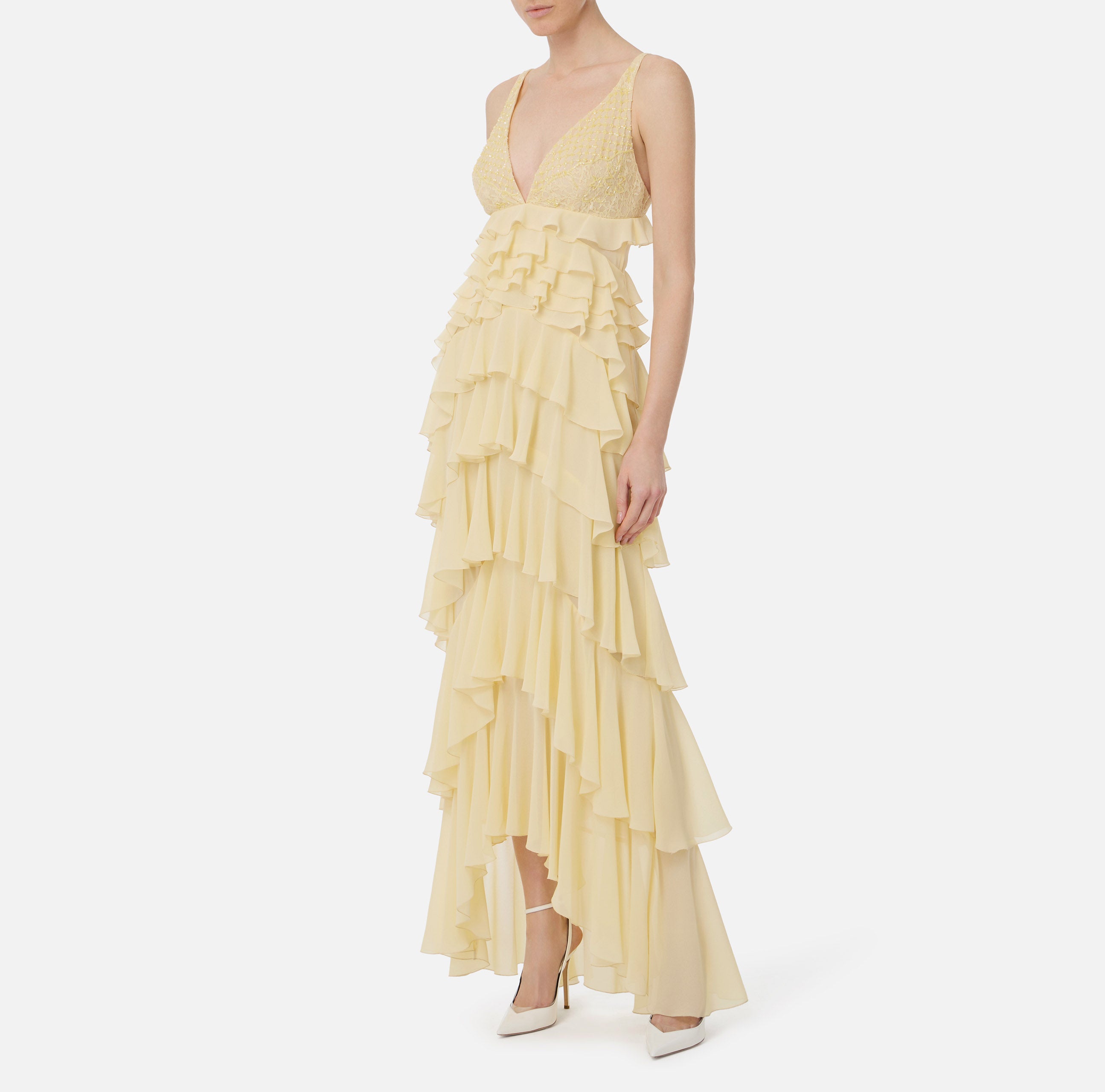 ELISABETTA FRANCHI Abito Red Carpet Georgette Balze-Lemonade