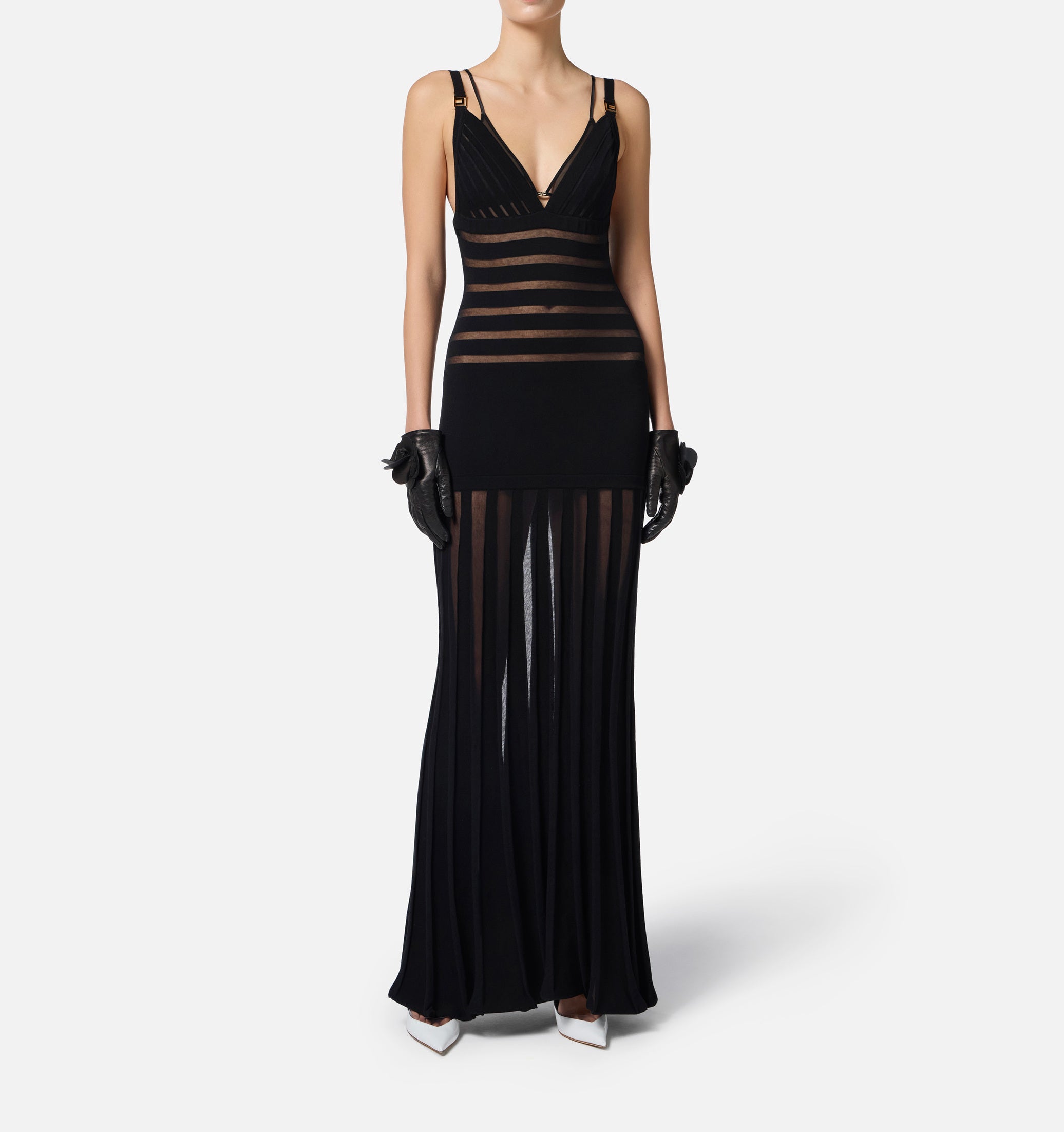 ELISABETTA FRANCHI Abito Red Carpet Maglia-Nero