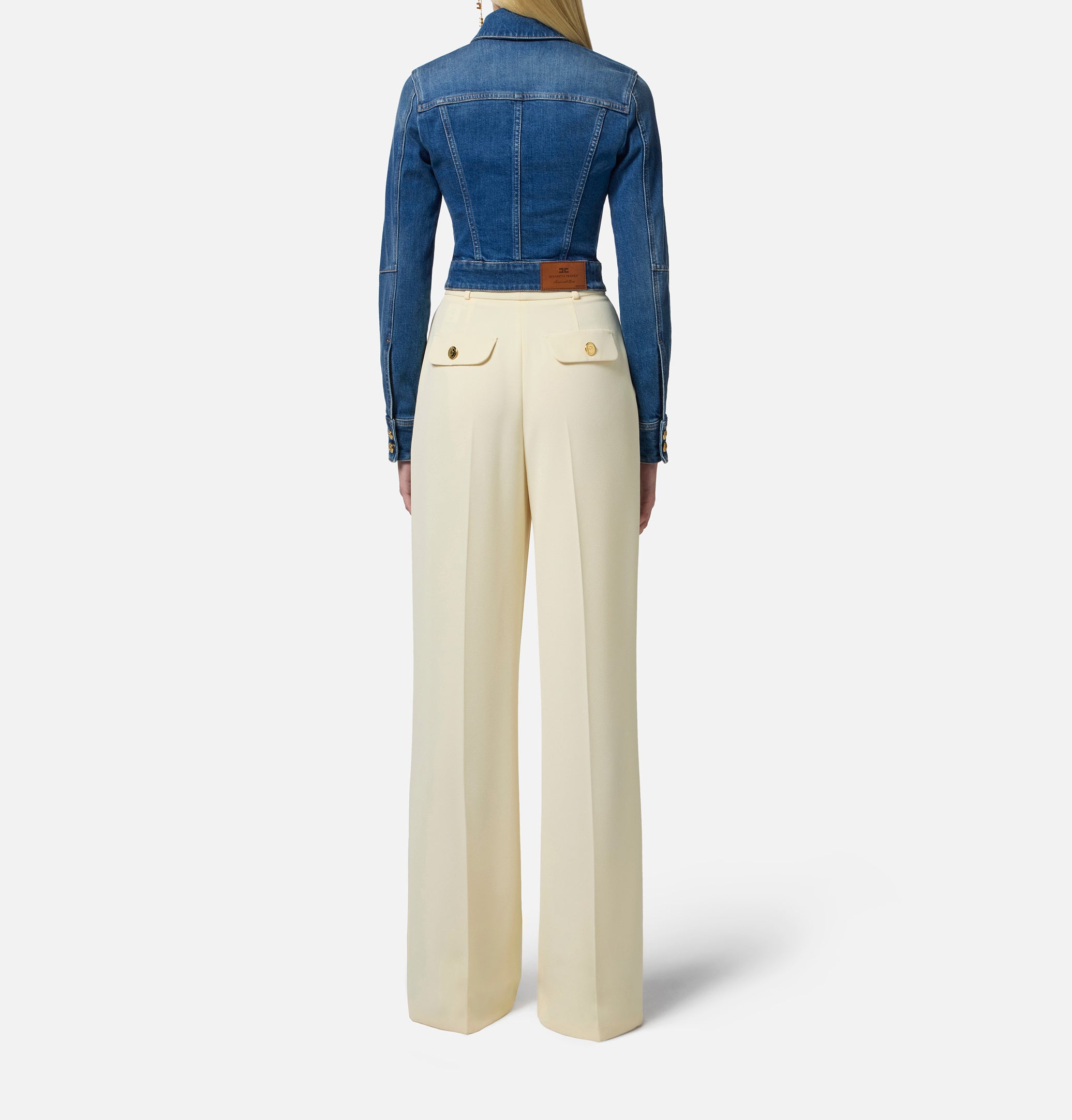 ELISABETTA FRANCHI Giacca Cropped Jeans-Blue Vintage