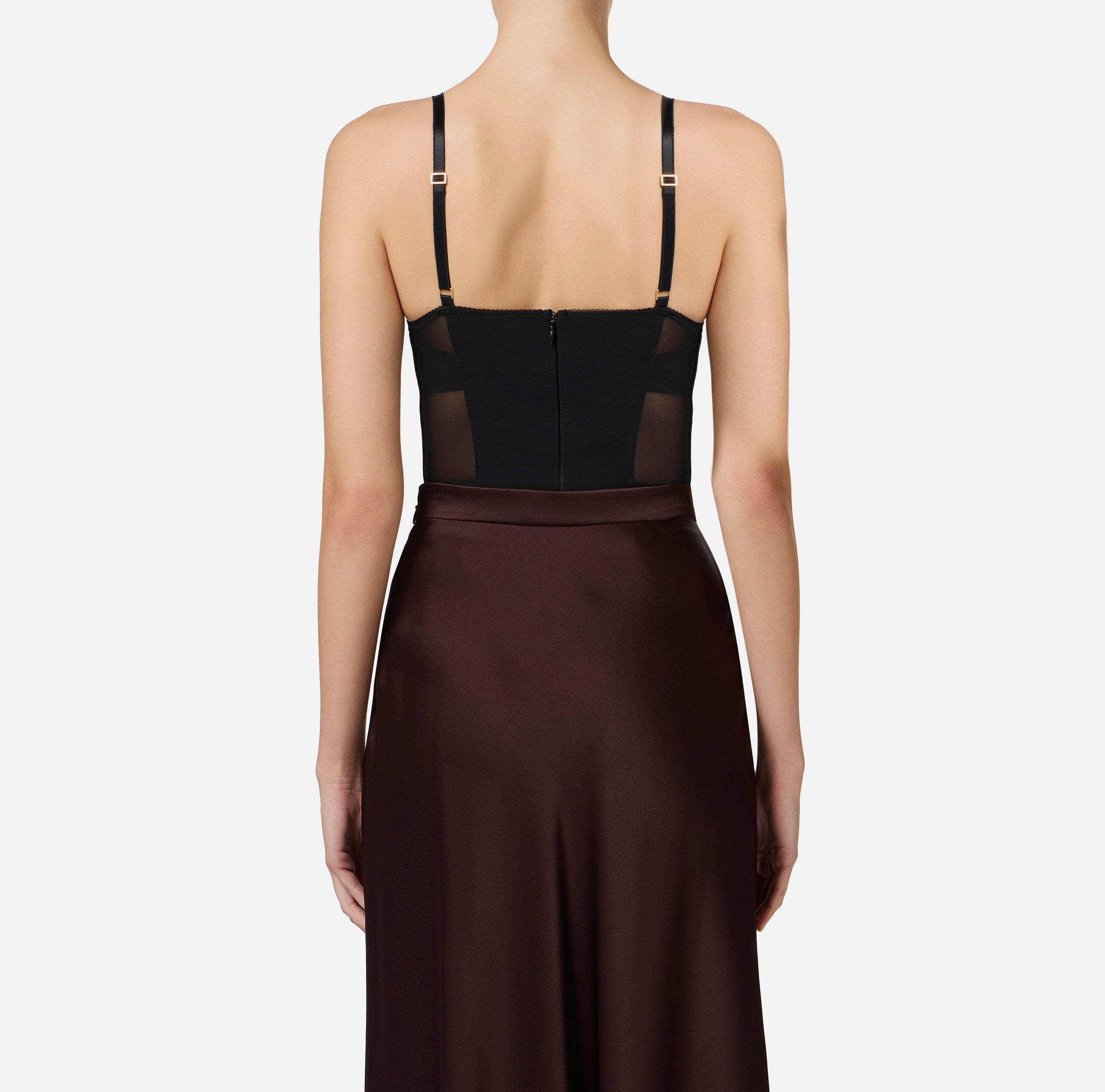 ELISABETTA FRANCHI Body Crêpe Tulle-Nero