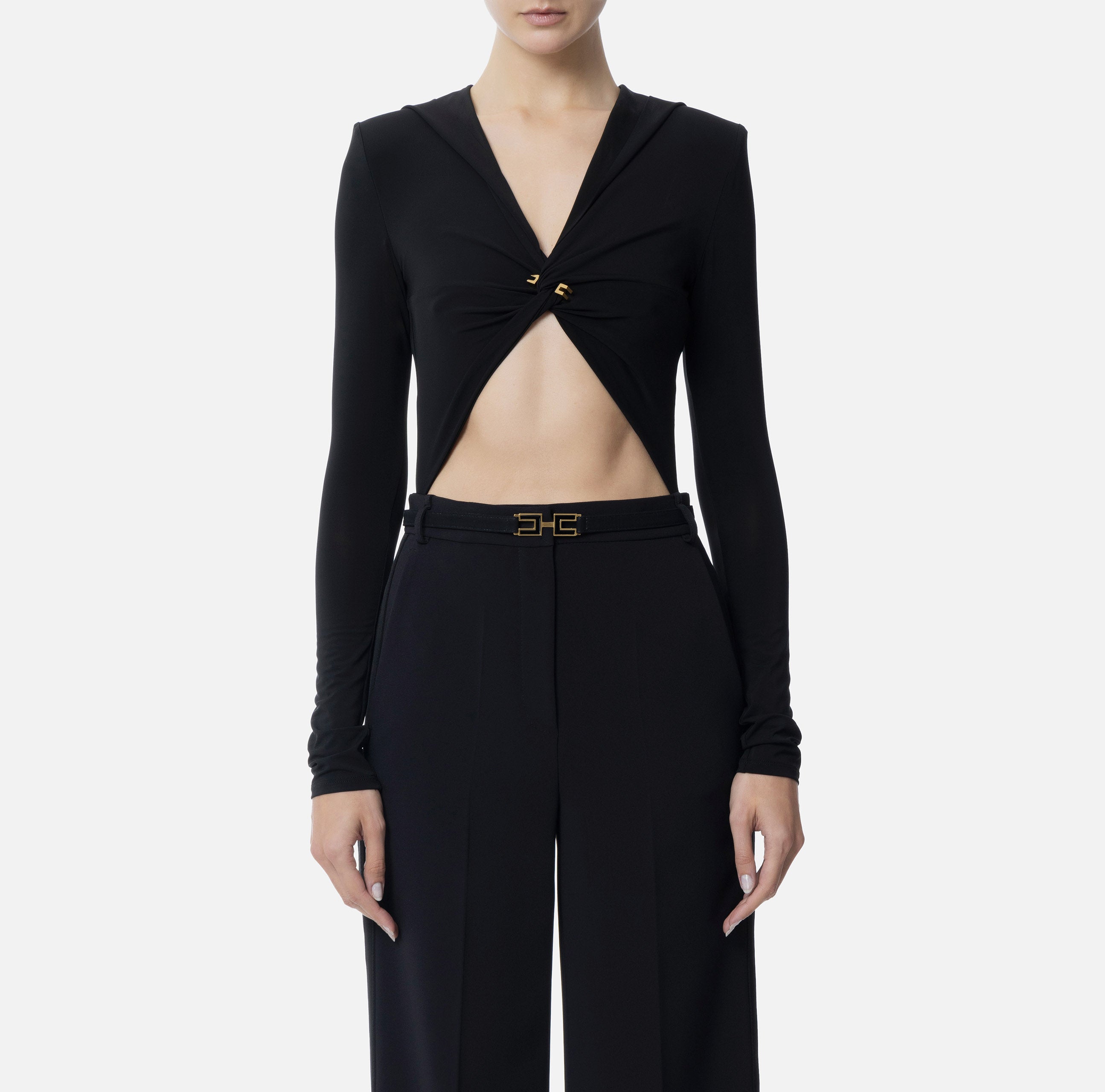 ELISABETTA FRANCHI Body Jersey Cappuccio-Nero