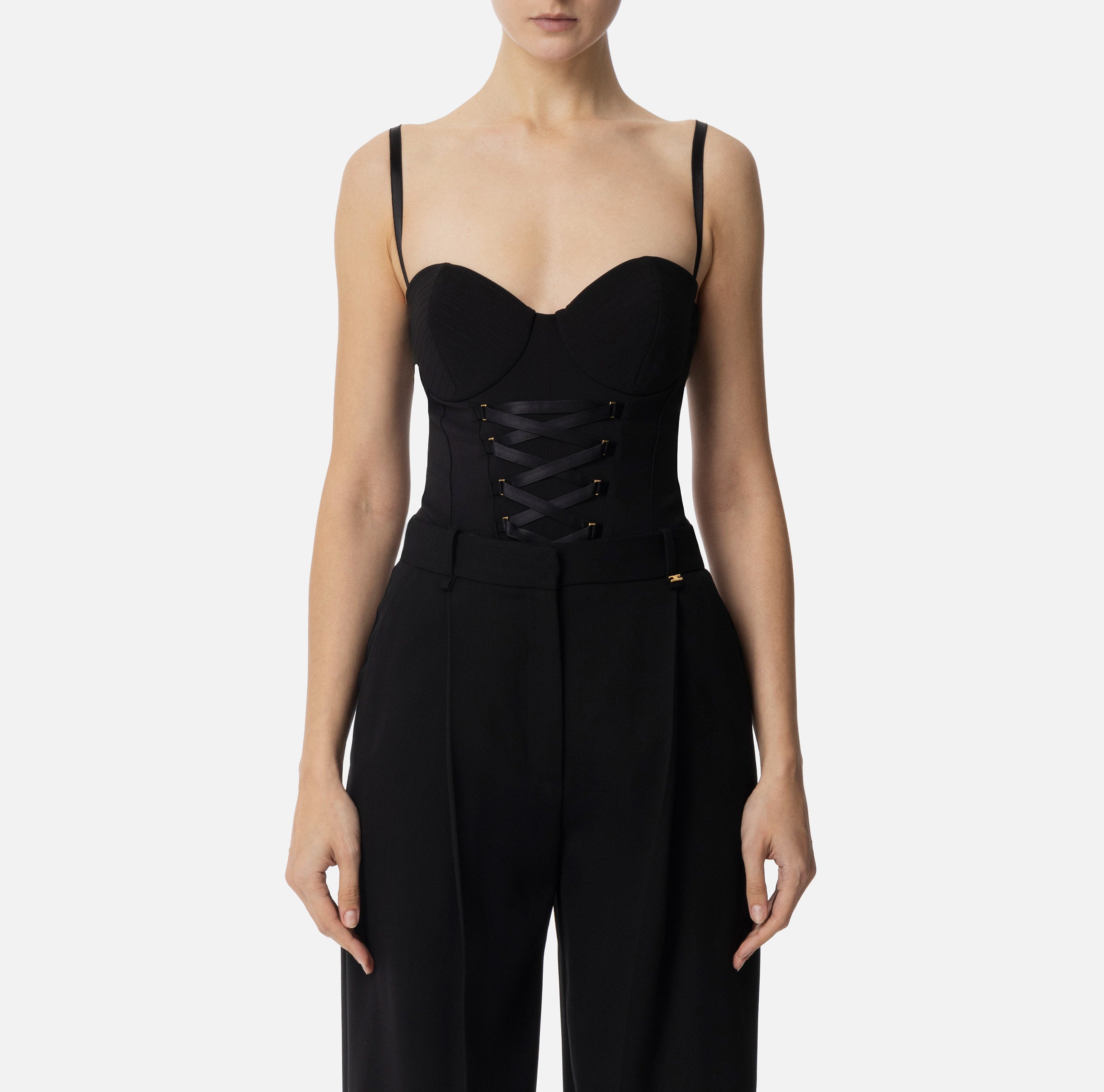 ELISABETTA FRANCHI Body Crêpe Lacci-Nero