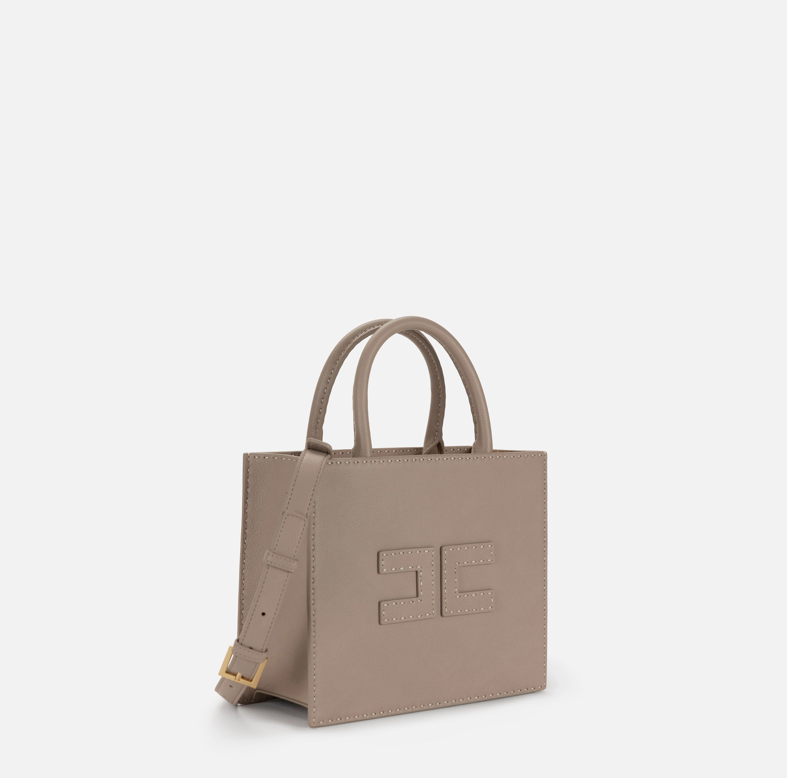 ELISABETTA FRANCHI Borsa Tote Piccola Impunture-Greige