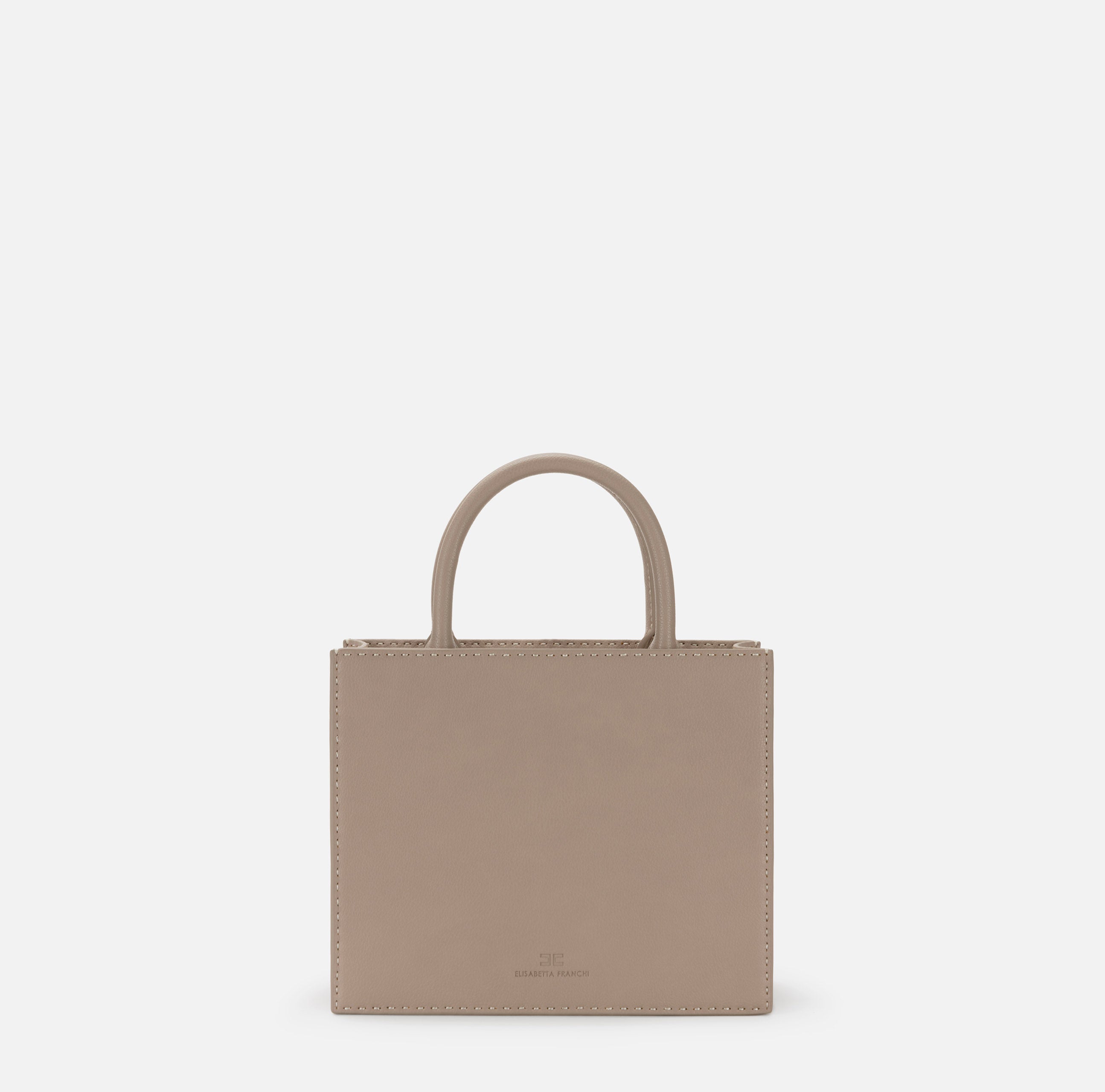 ELISABETTA FRANCHI Borsa Tote Piccola Impunture-Greige