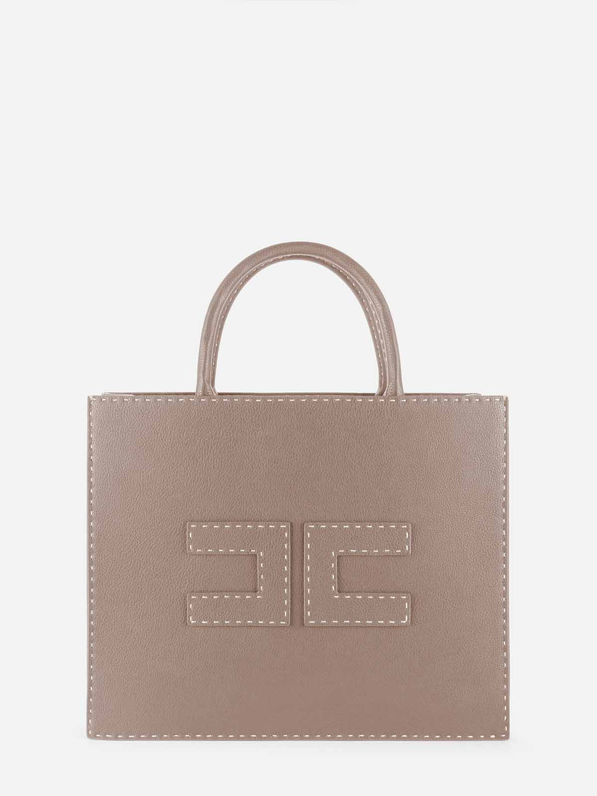 ELISABETTA FRANCHI Borsa Tote Media Impunture-Greige