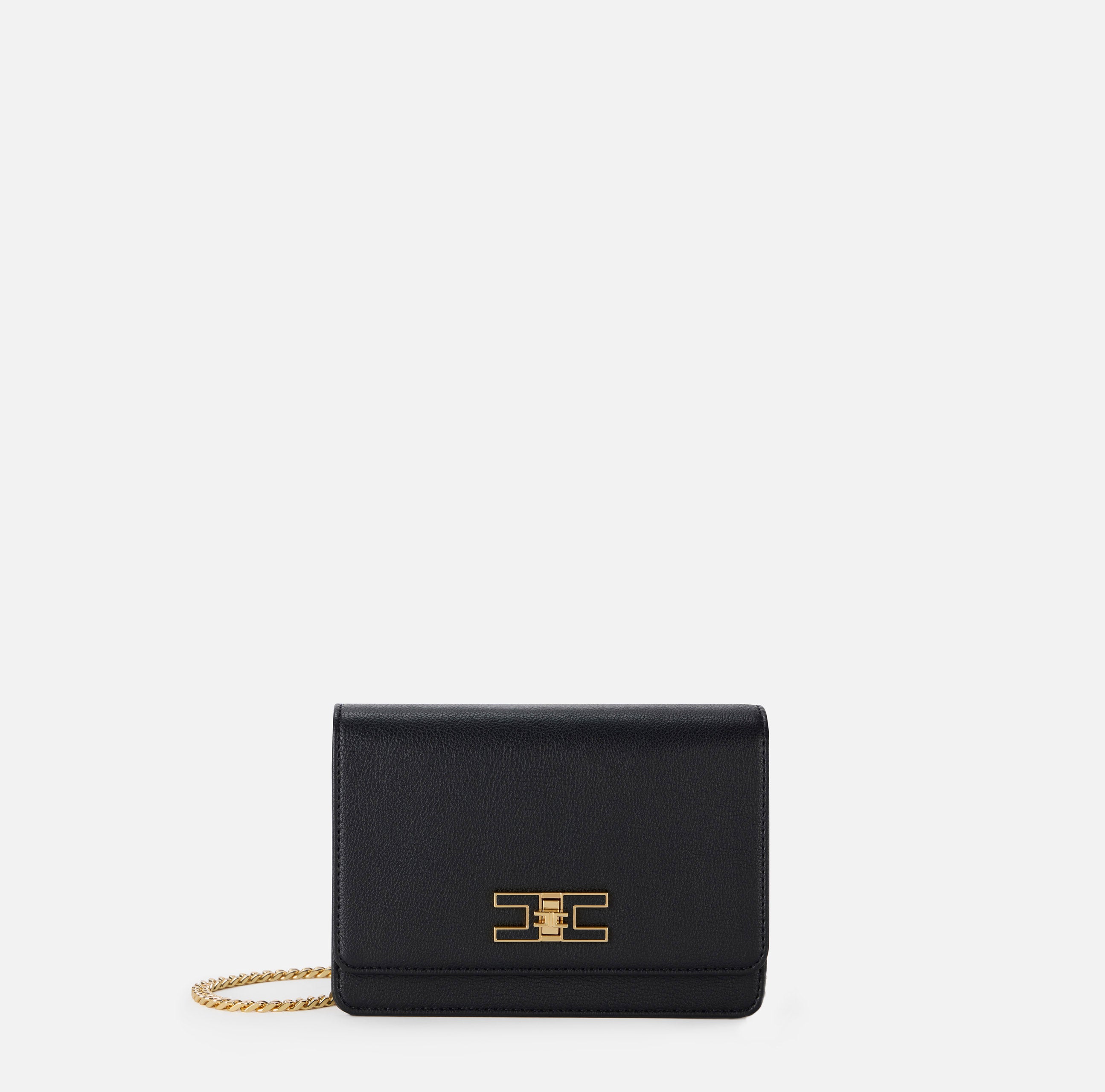 ELISABETTA FRANCHI Borsa Tracolla Piccola Placca Logo-Nero