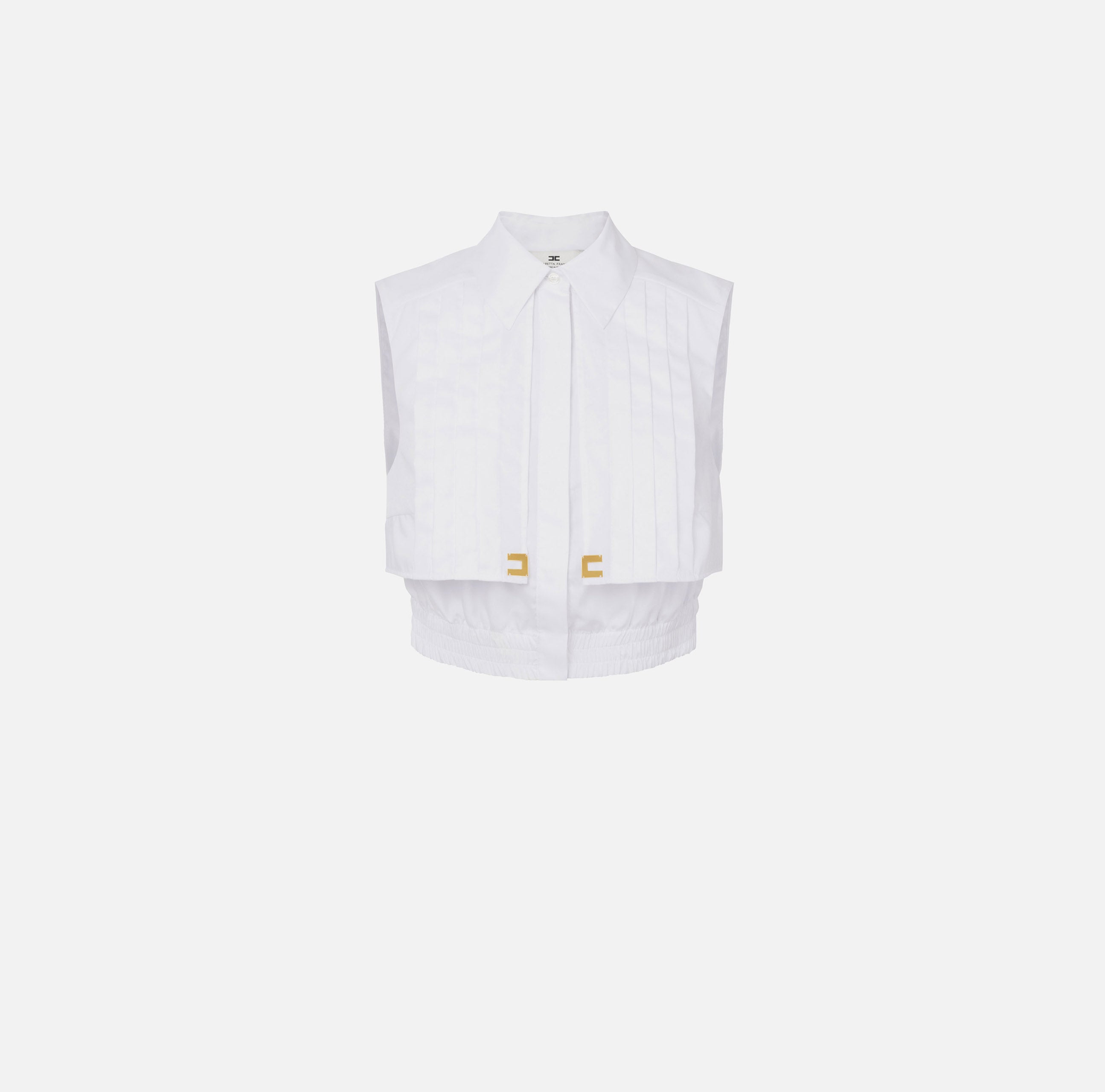 ELISABETTA FRANCHI Camicia Cropped Popeline-Bianco