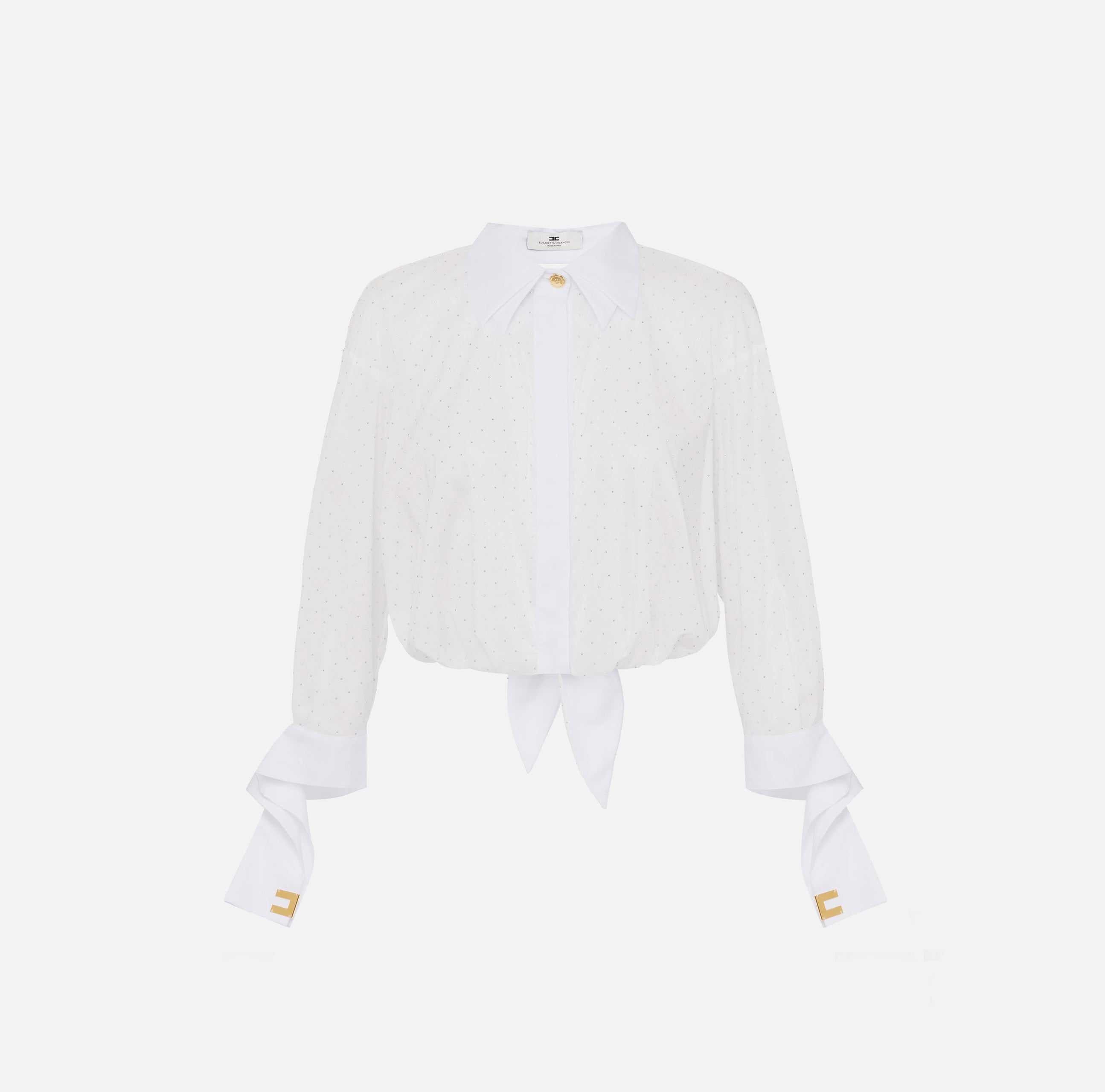 ELISABETTA FRANCHI Camicia Popeline Strass-Bianco