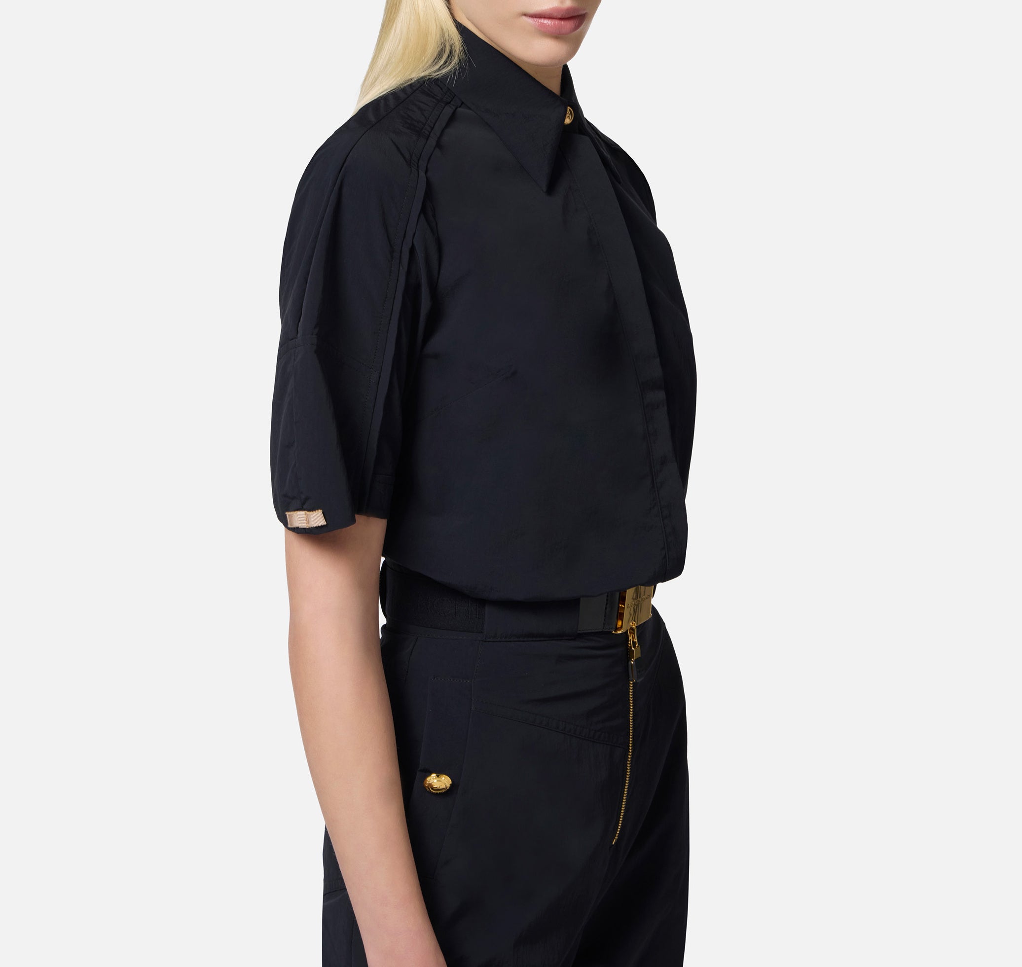 ELISABETTA FRANCHI Camicia Cropped Vela-Nero