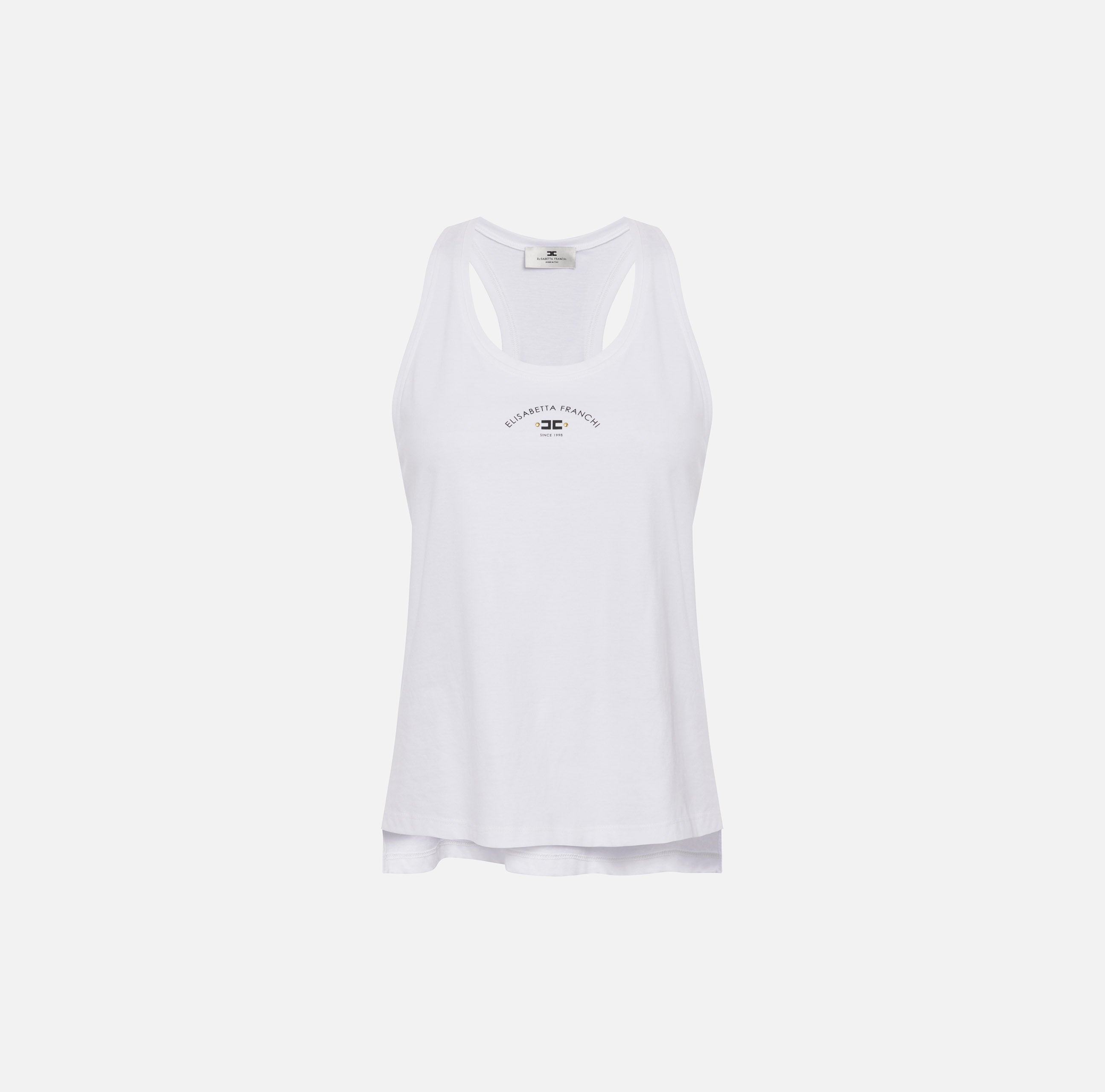 ELISABETTA FRANCHI Canotta Jersey Logo-Gesso