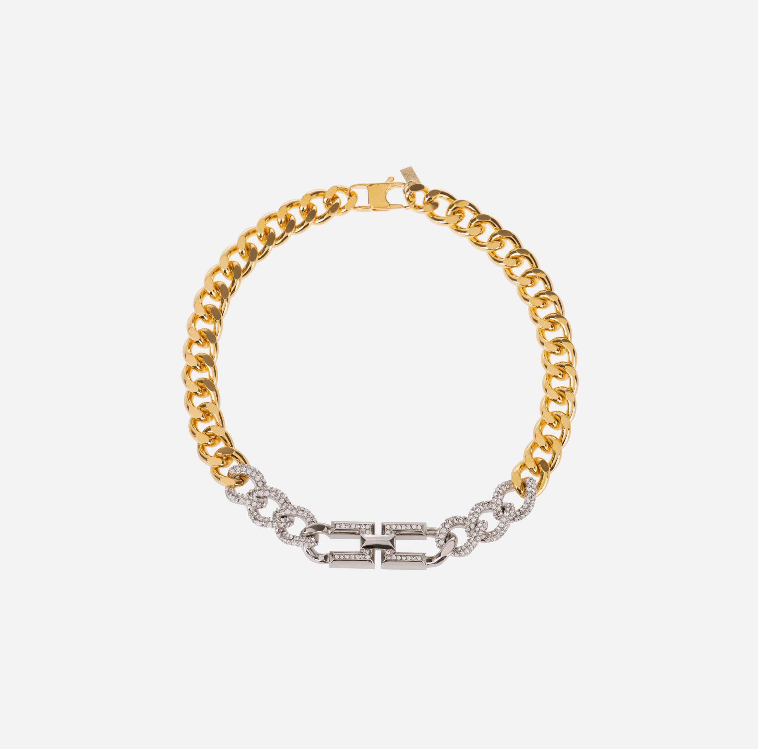 ELISABETTA FRANCHI Collana Ottone Strass Logo-Oro Giallo