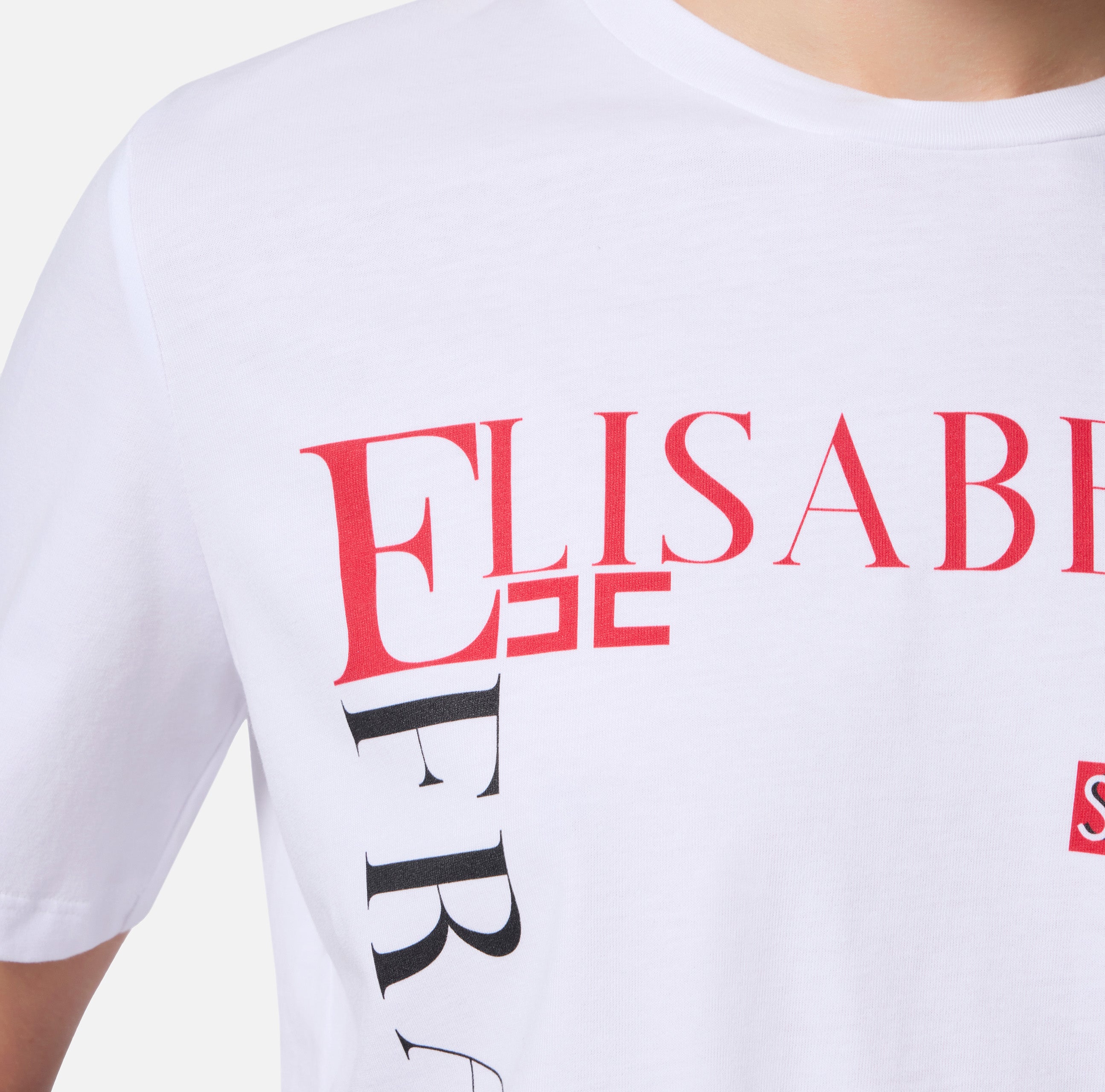 ELISABETTA FRANCHI T-Shirt Jersey Stampa Lettering-Gesso