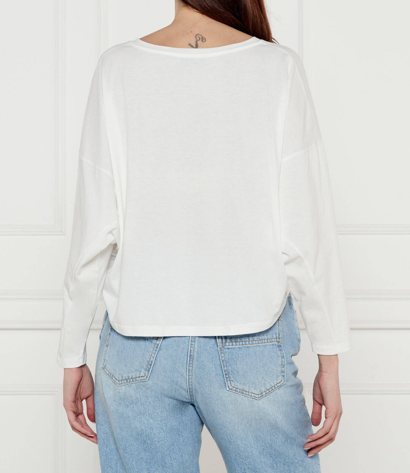 ELISABETTA FRANCHI T-Shirt Jersey Ricamo Logo-Gesso