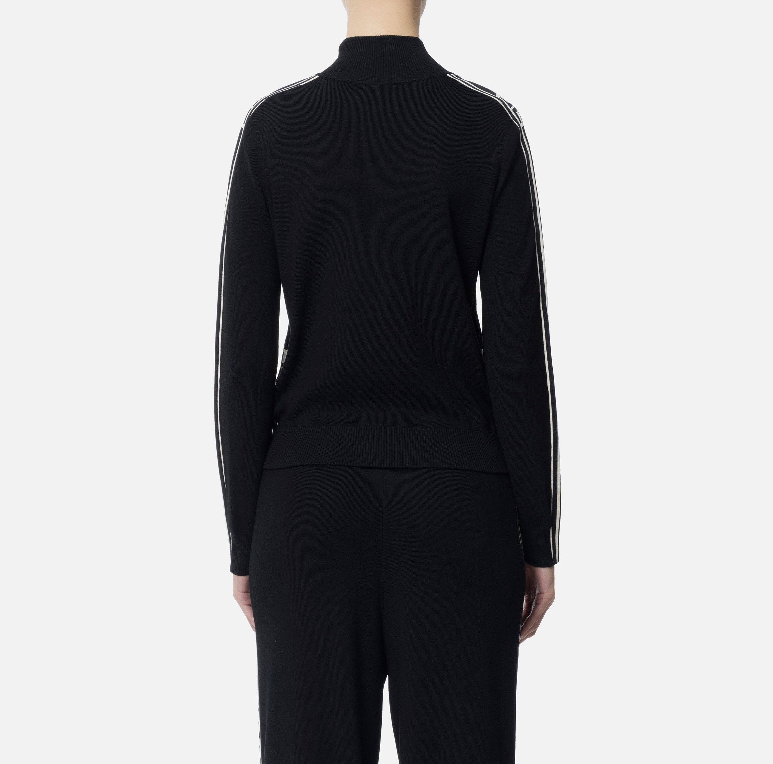 ELISABETTA FRANCHI Cardigan Viscosa Bande Logo-Nero Burro