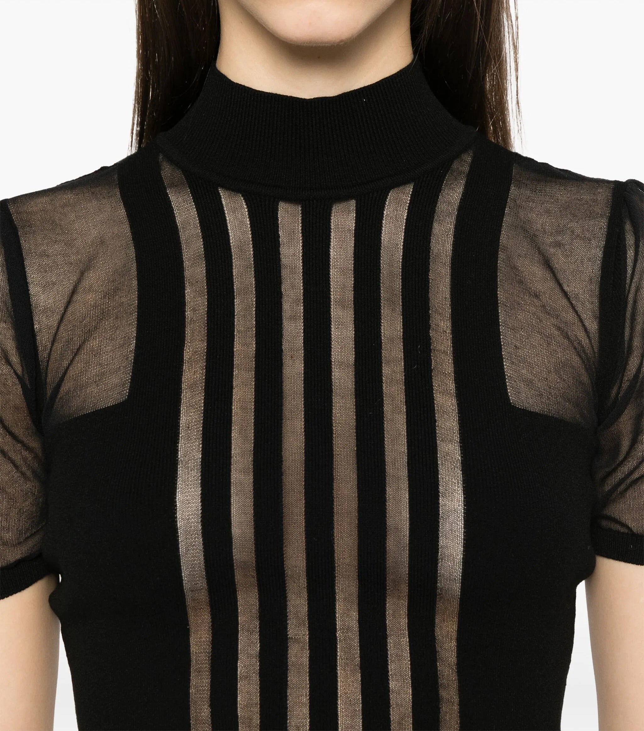 ELISABETTA FRANCHI Maglia Viscosa Trasparenze-Nero