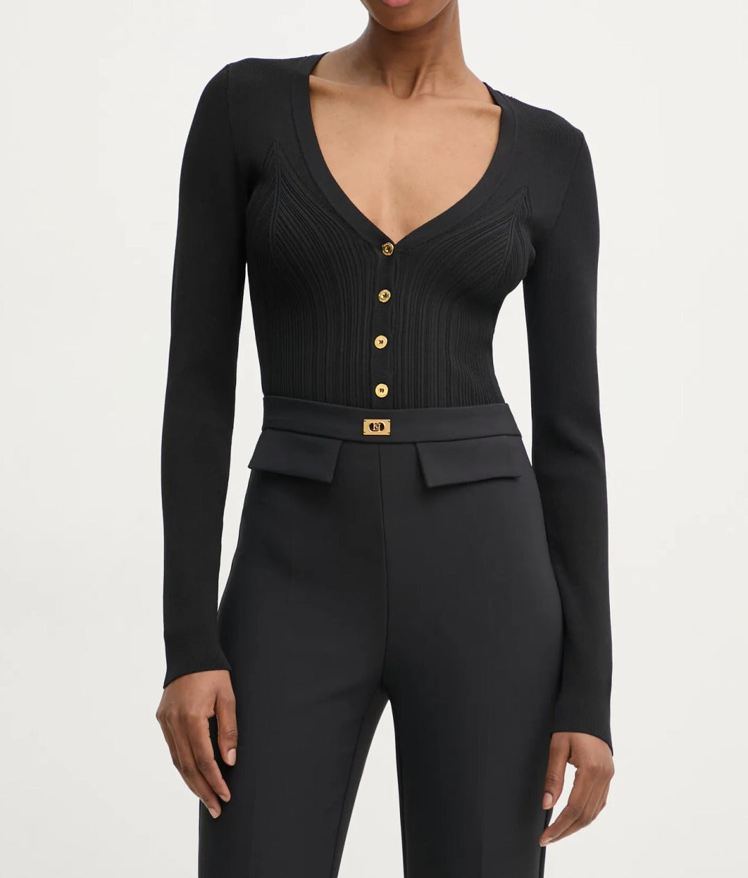 ELISABETTA FRANCHI Cardigan Viscosa Cropped-Nero