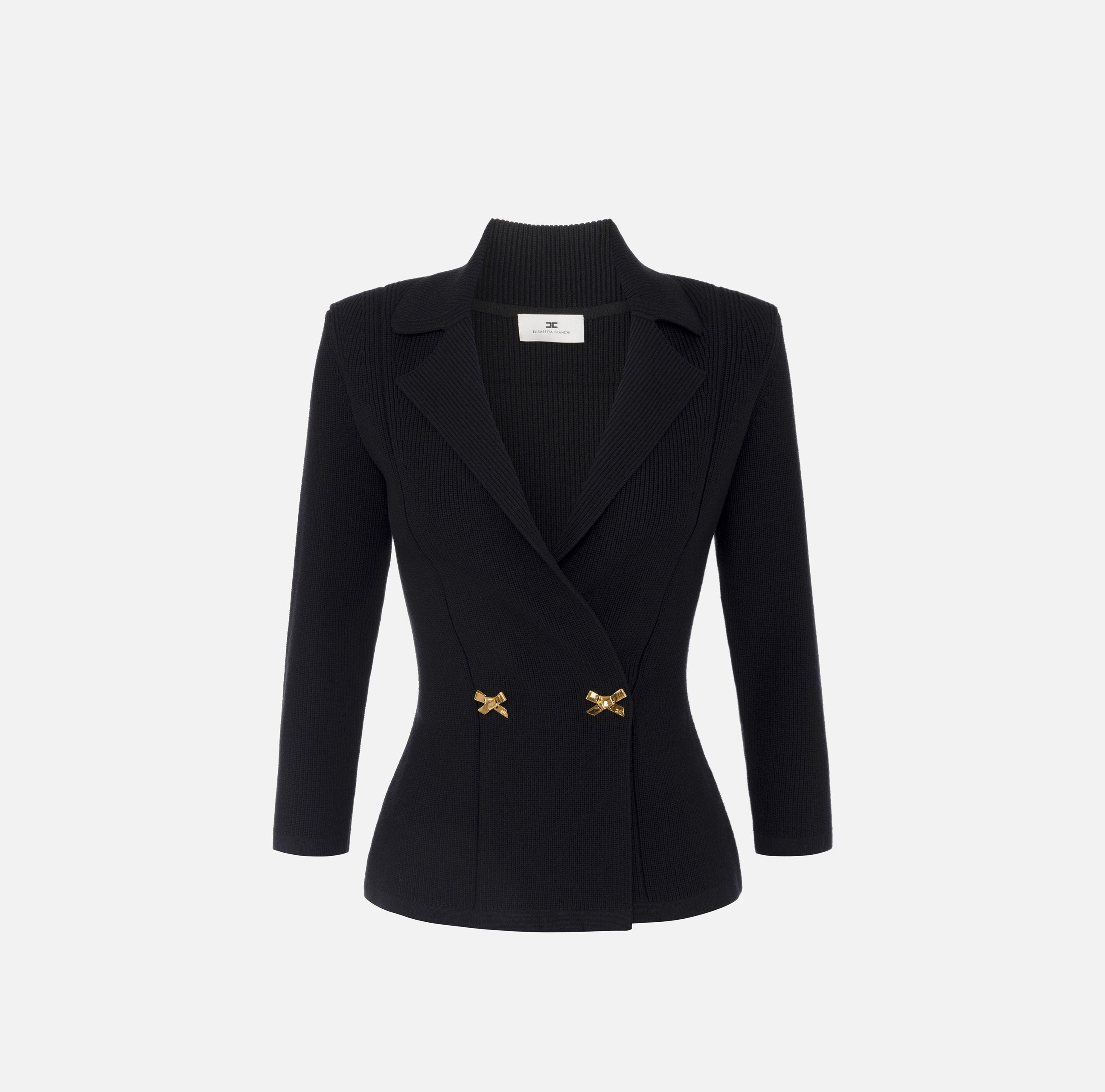 ELISABETTA FRANCHI Giacca Viscosa Maglia Fiocchi-Nero