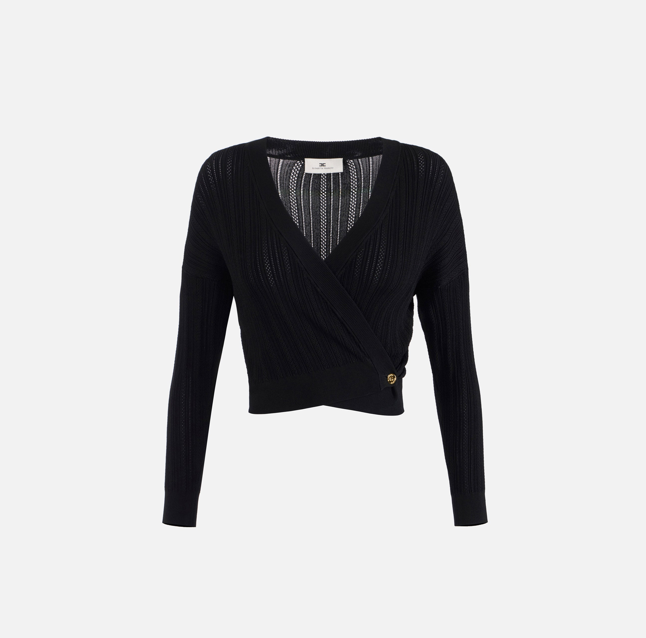 ELISABETTA FRANCHI Maglia Viscosa Costine-Nero