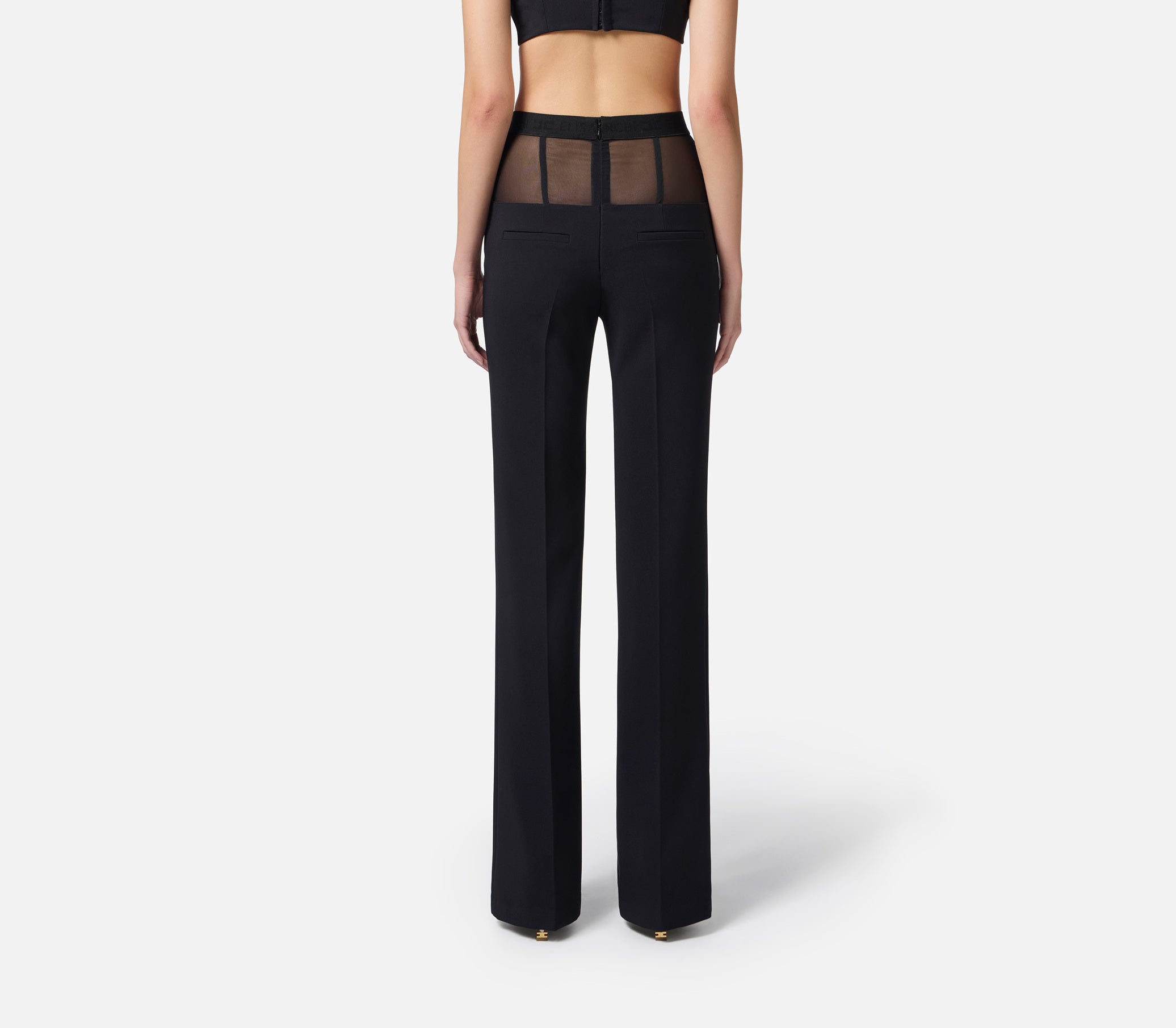 ELISABETTA FRANCHI Pantalone Crêpe Tulle-Nero