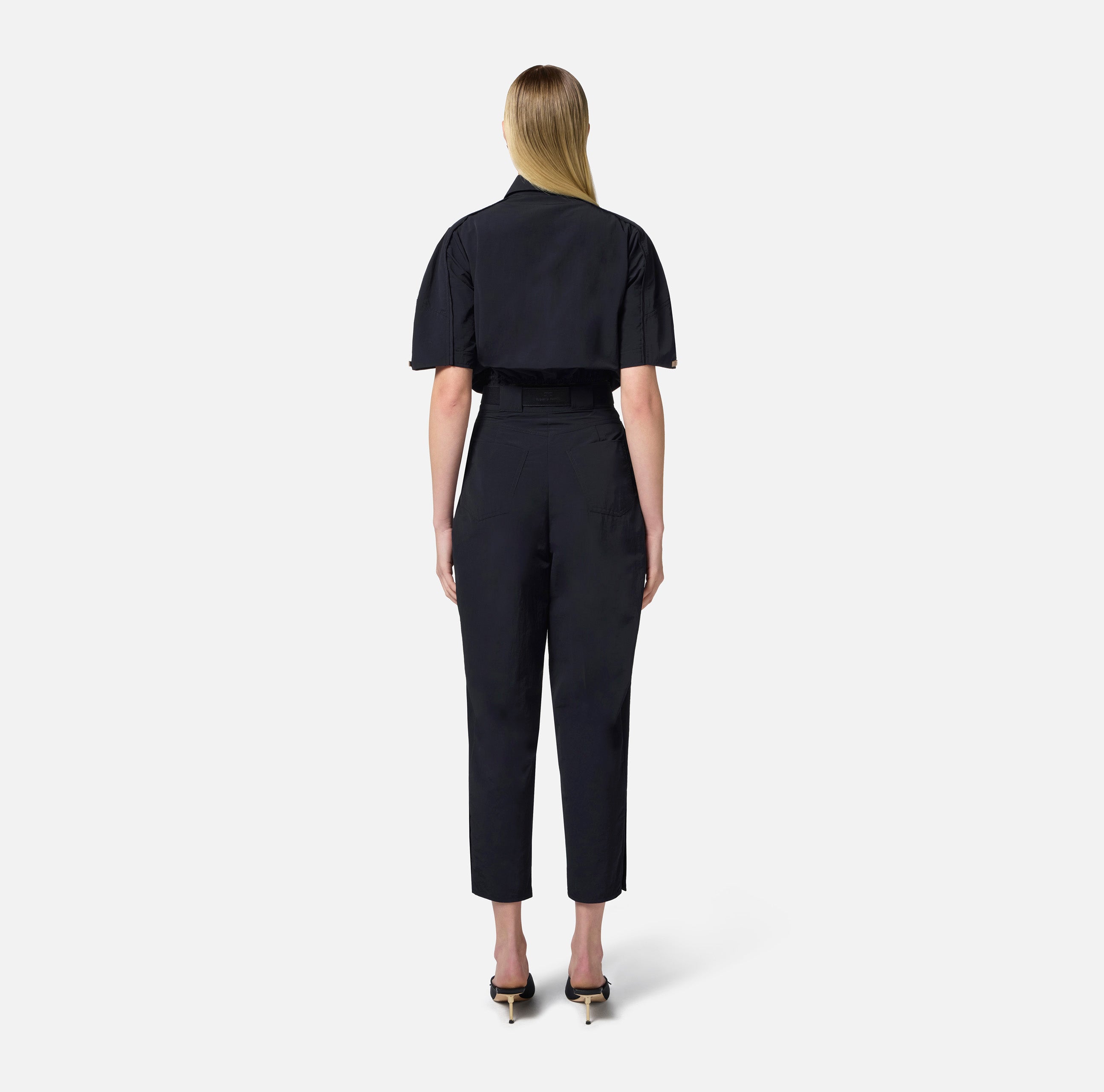 ELISABETTA FRANCHI Pantalone Vela Tecnica Cintura-Nero