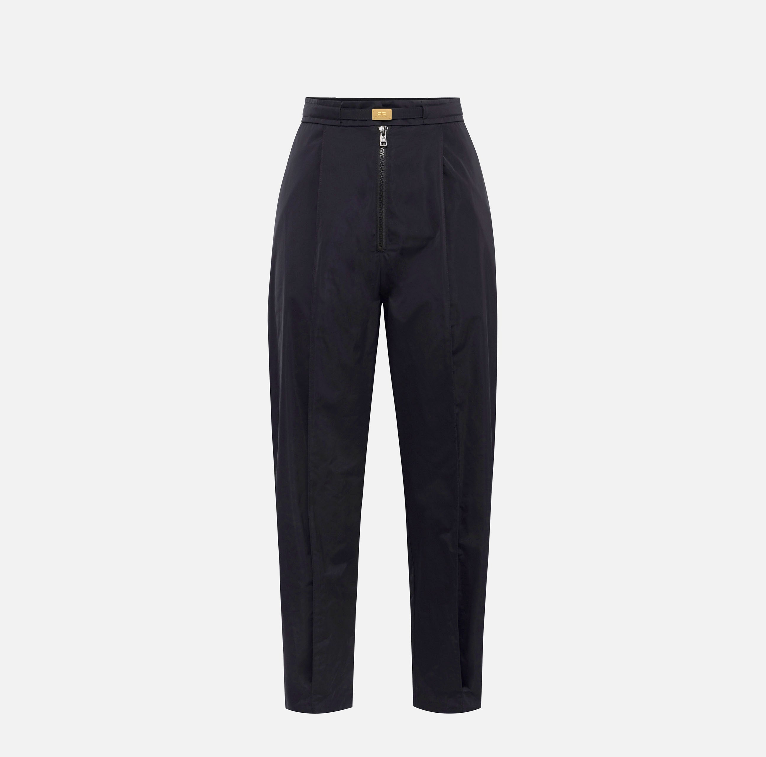 ELISABETTA FRANCHI Pantalone Boyfriend Vela tecnica Cintura-Nero