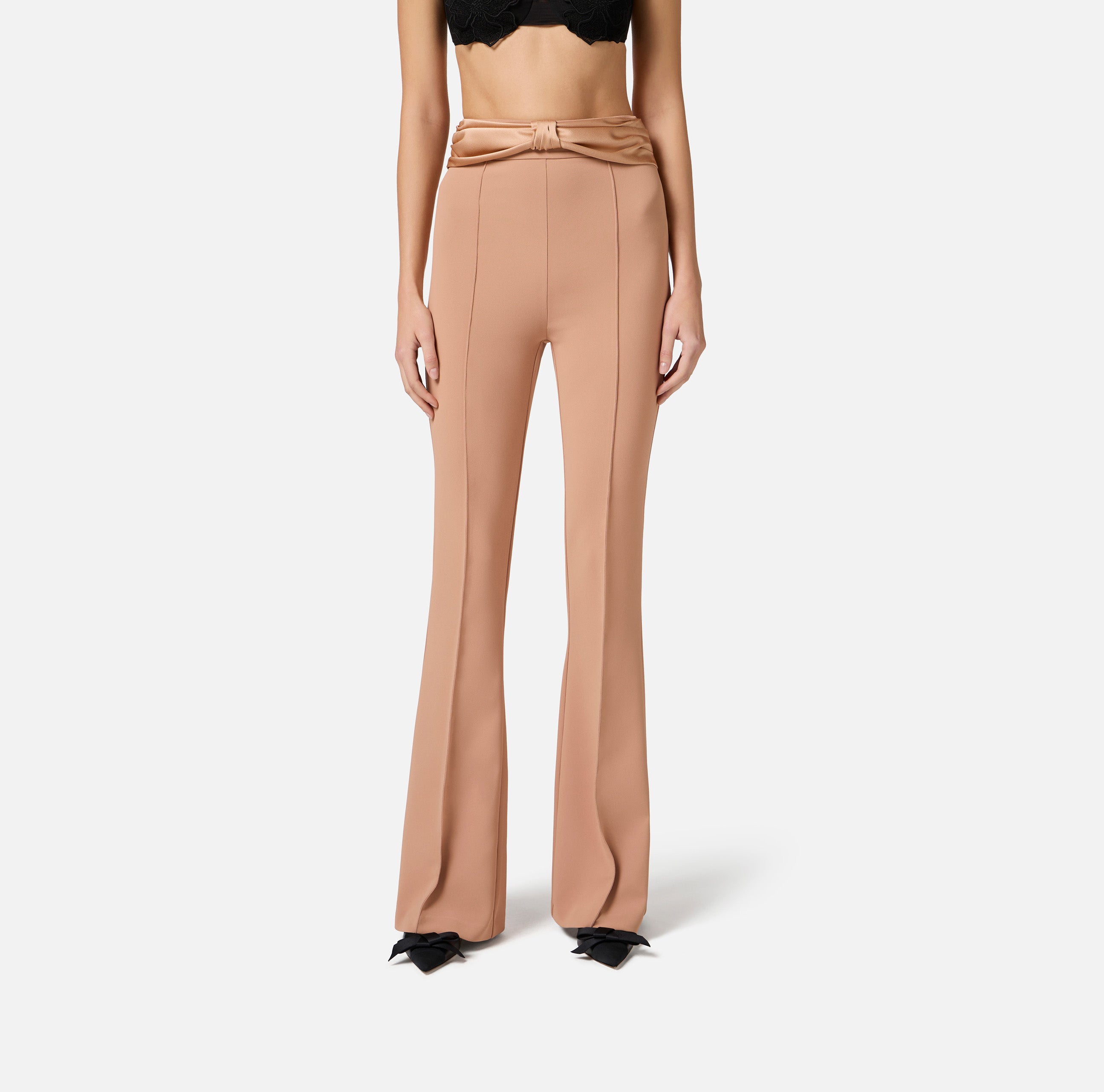 ELISABETTA FRANCHI Pantalone Zampa Crêpe Fiocco-Nudo