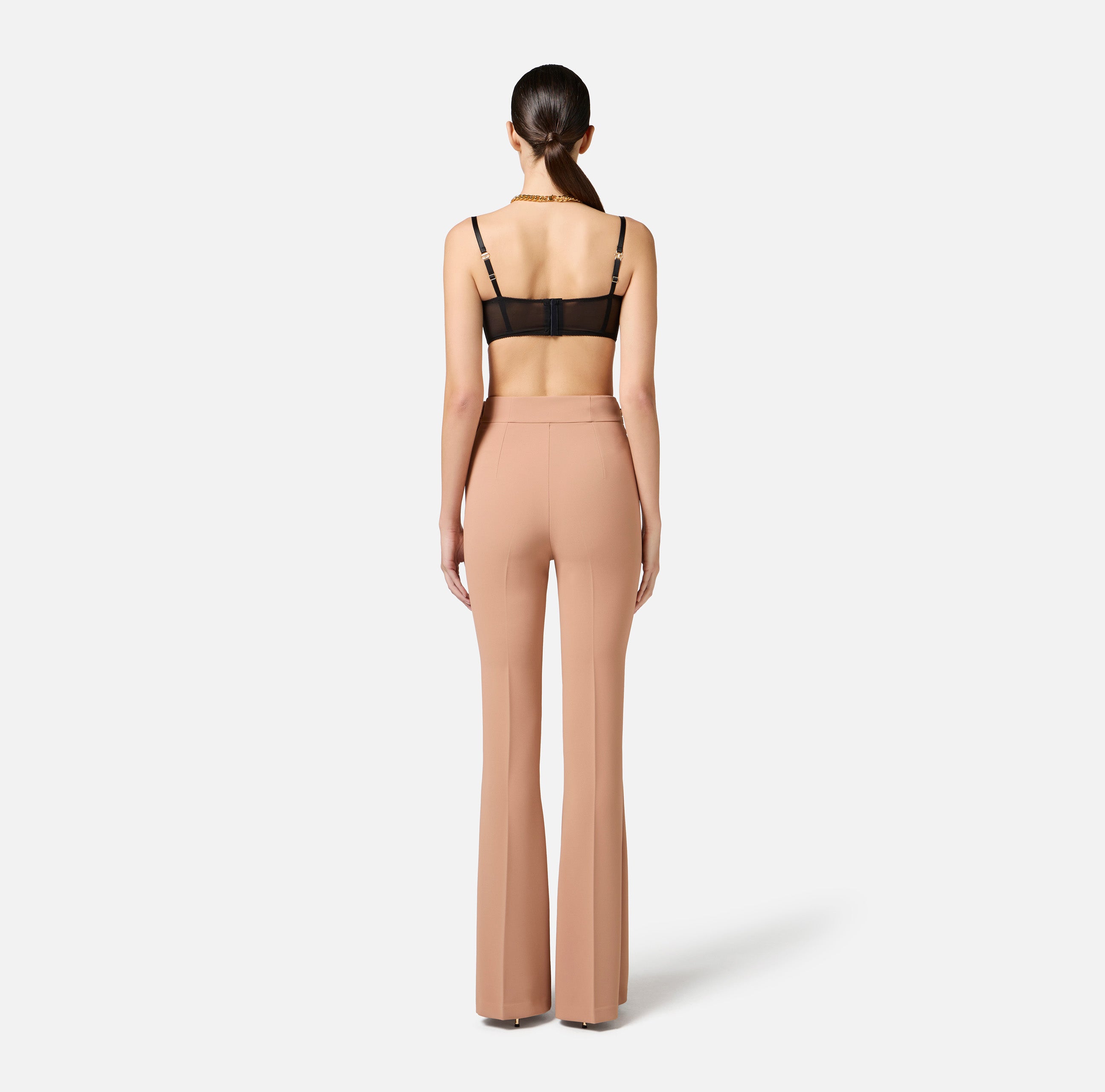 ELISABETTA FRANCHI Pantalone Zampa Crêpe Fiocco-Nudo