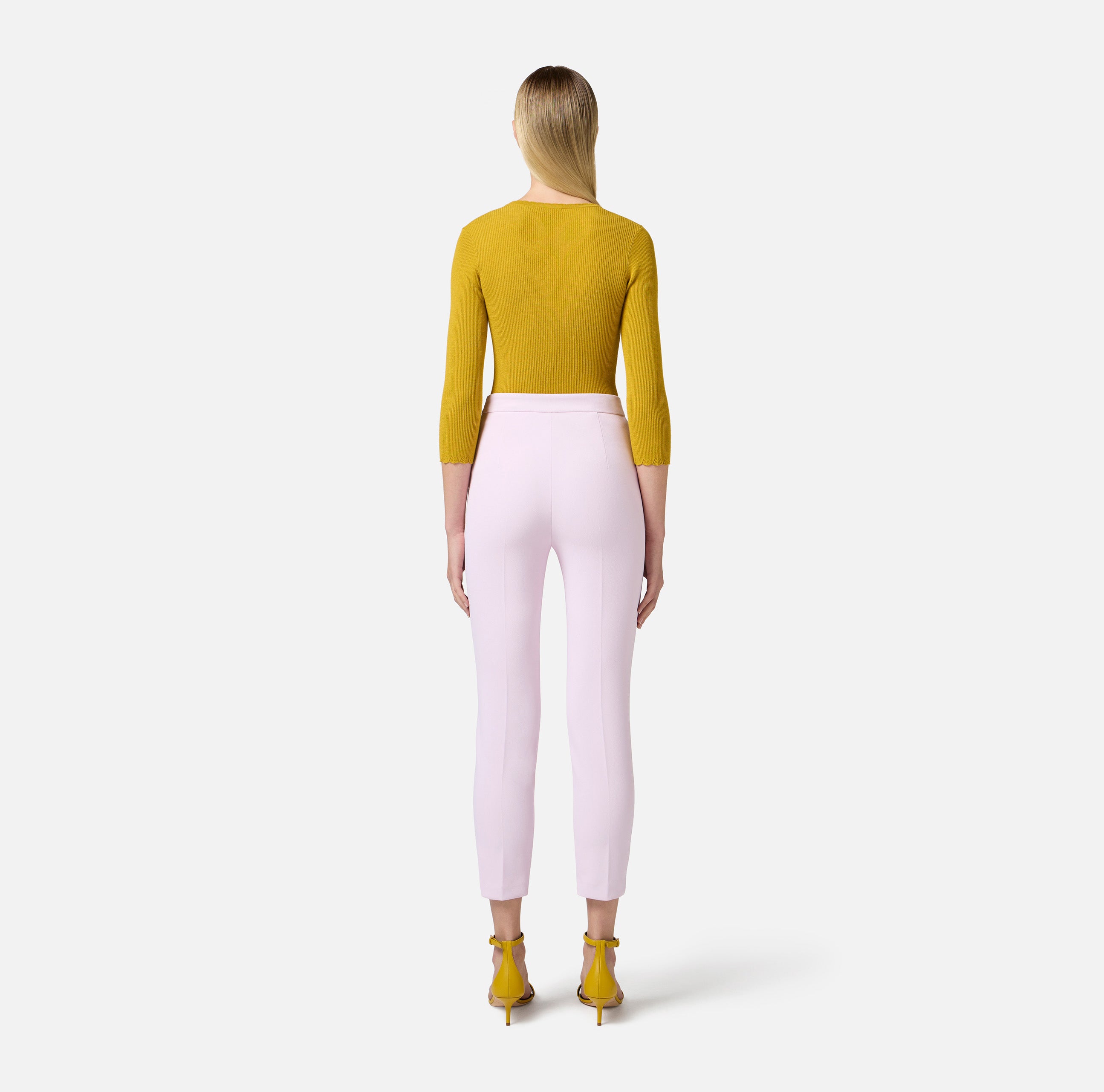 ELISABETTA FRANCHI Pantalone Crêpe Morsetto-Quarzo Curry