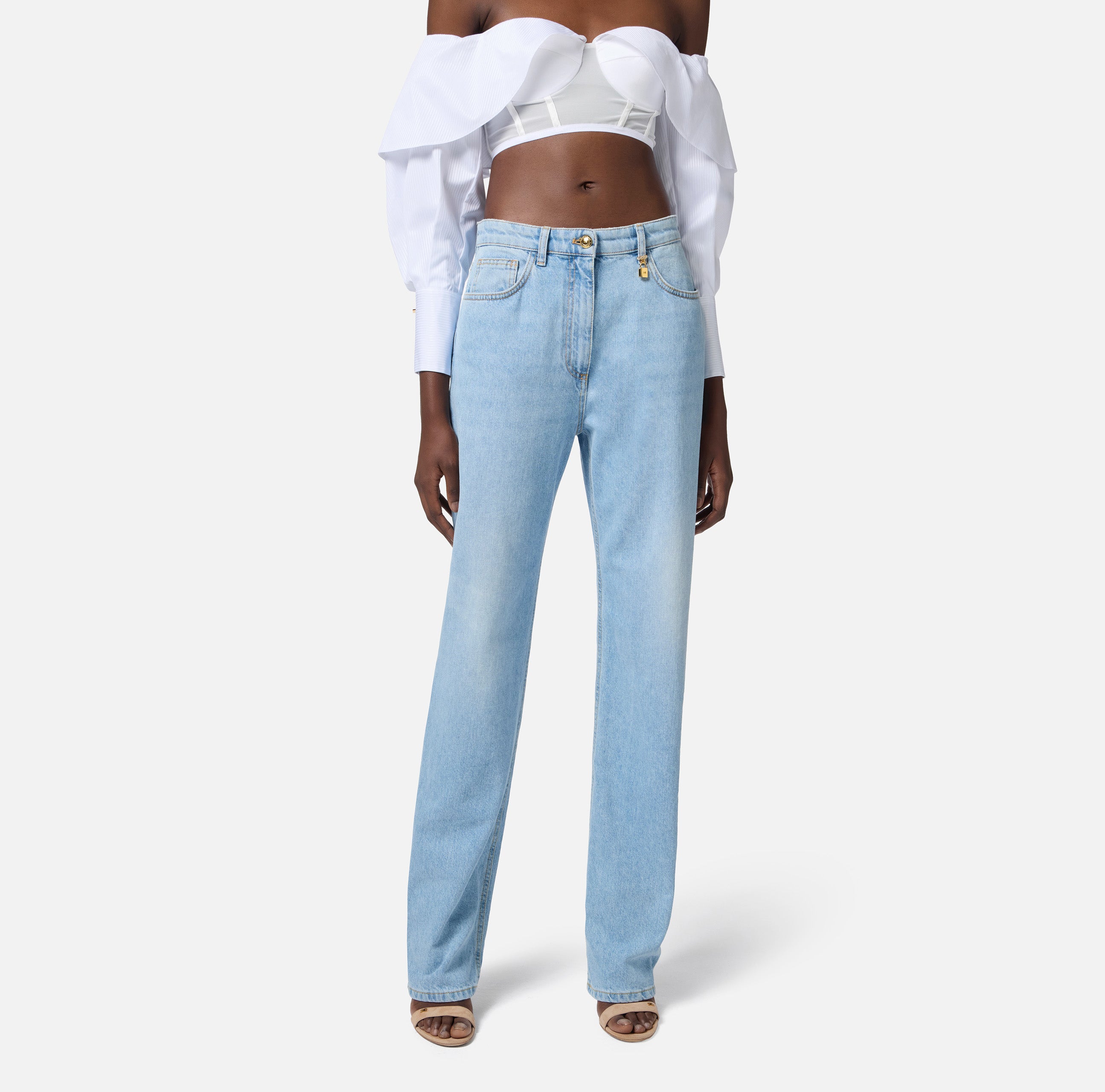 ELISABETTA FRANCHI Jeans Boyfriend Lucchetto-Light Blue