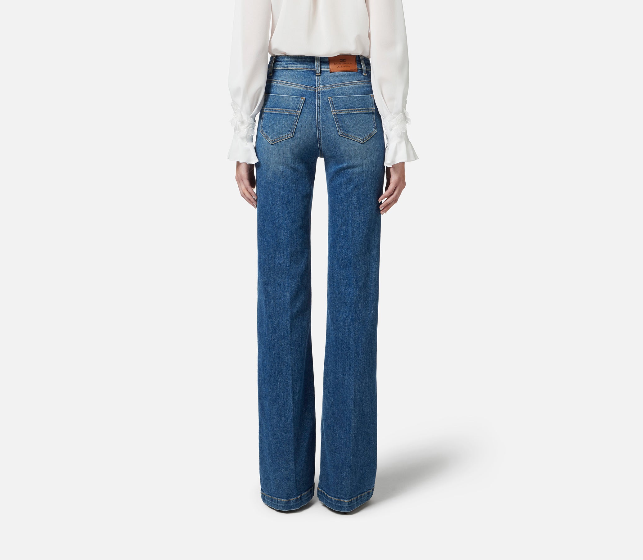 ELISABETTA FRANCHI Jeans Zampa Bottoni-Blue Vintage