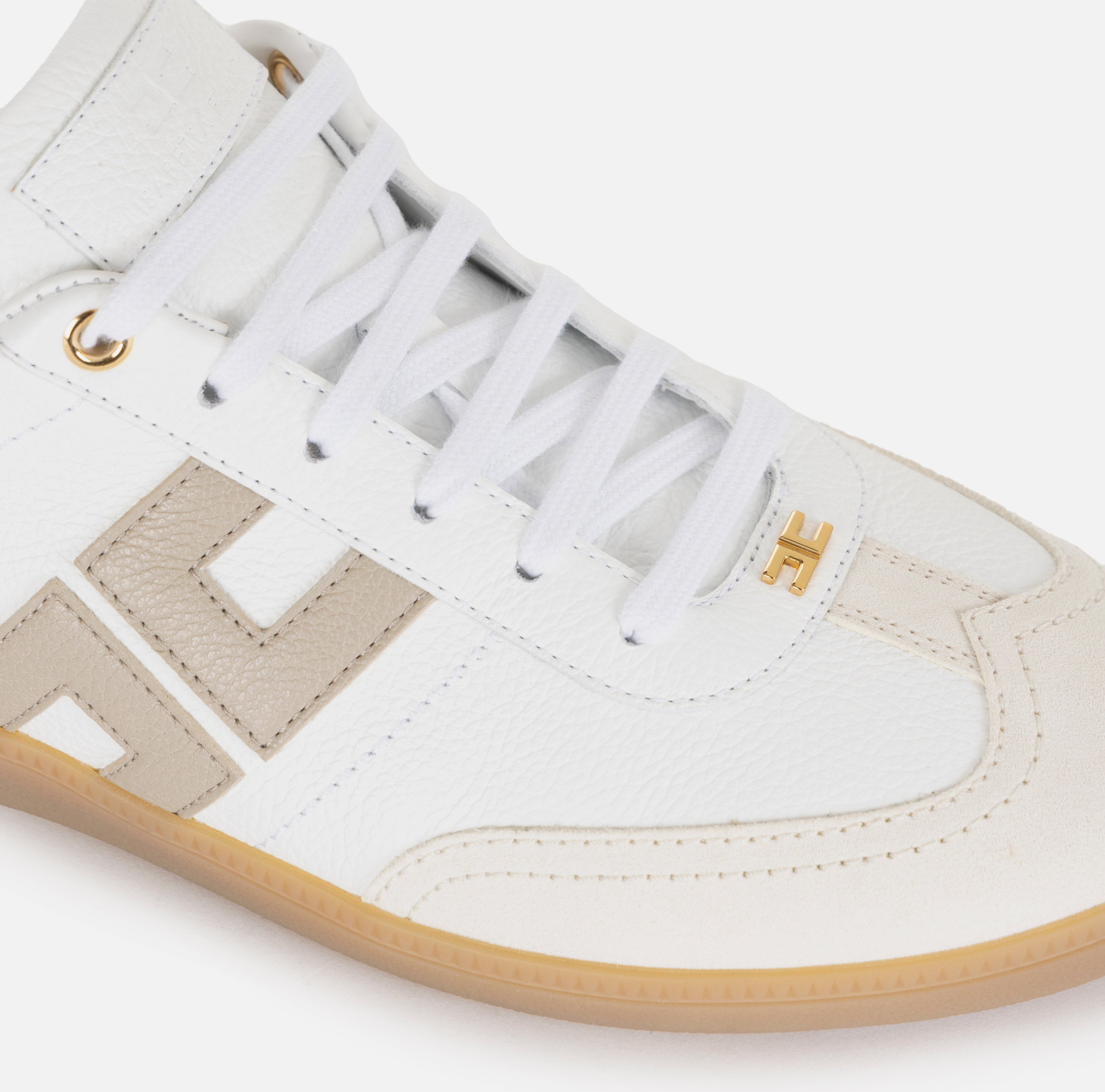 ELISABETTA FRANCHI Sneaker Pelle Logo-Avorio Greige