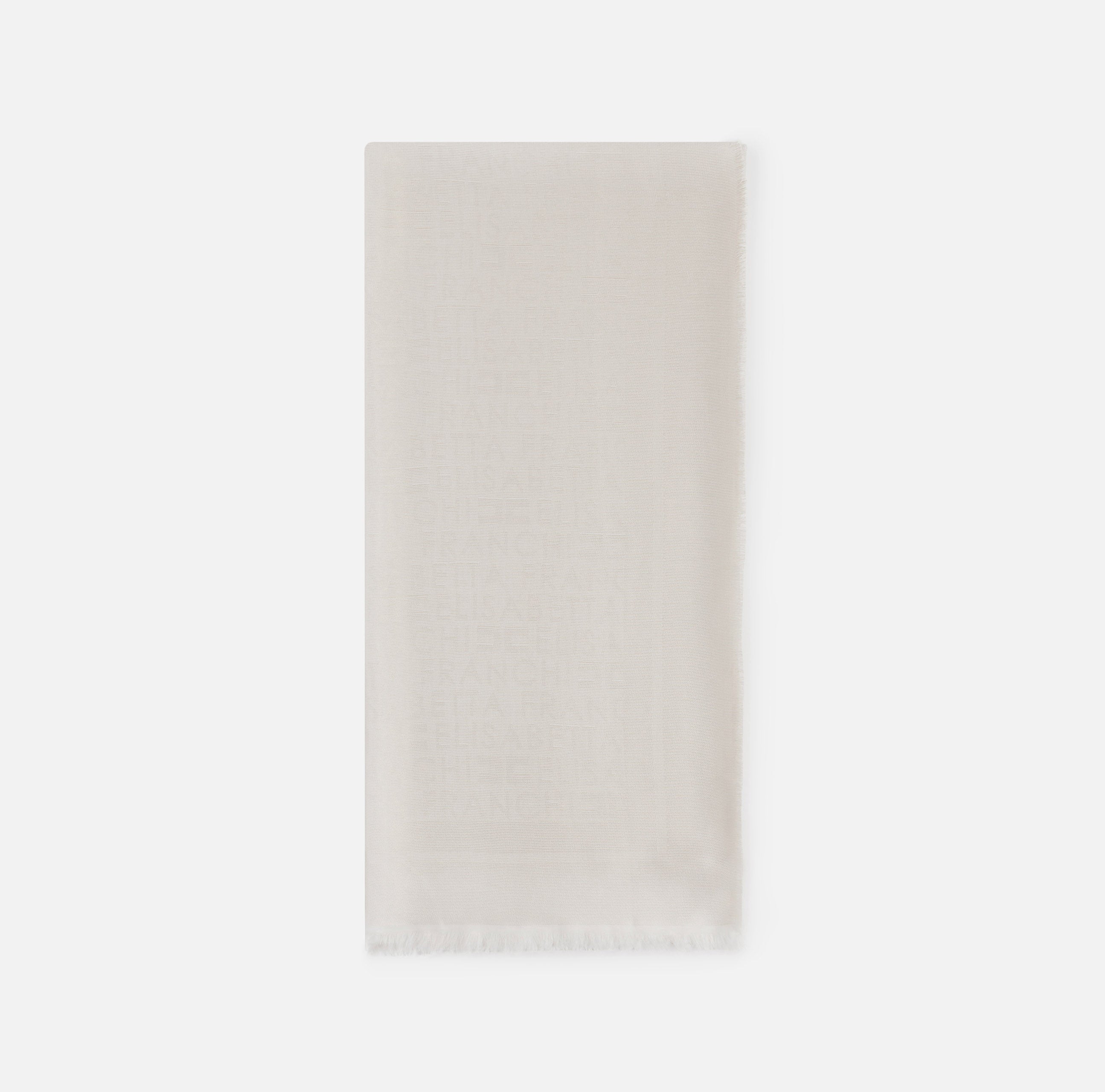 ELISABETTA FRANCHI Pashmina Grande Lurex Jacquard Logo-Avorio