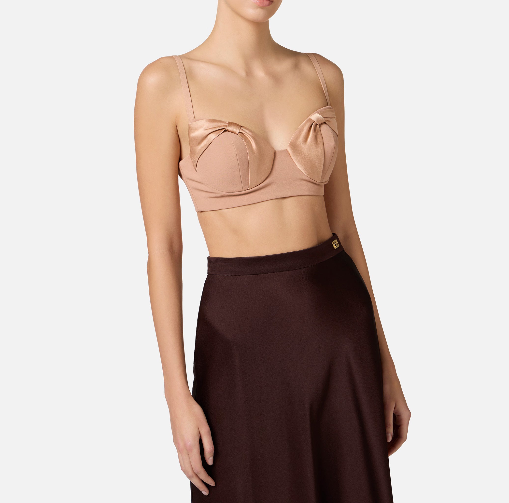 ELISABETTA FRANCHI Top Crêpe Fiocchi Raso-Nudo