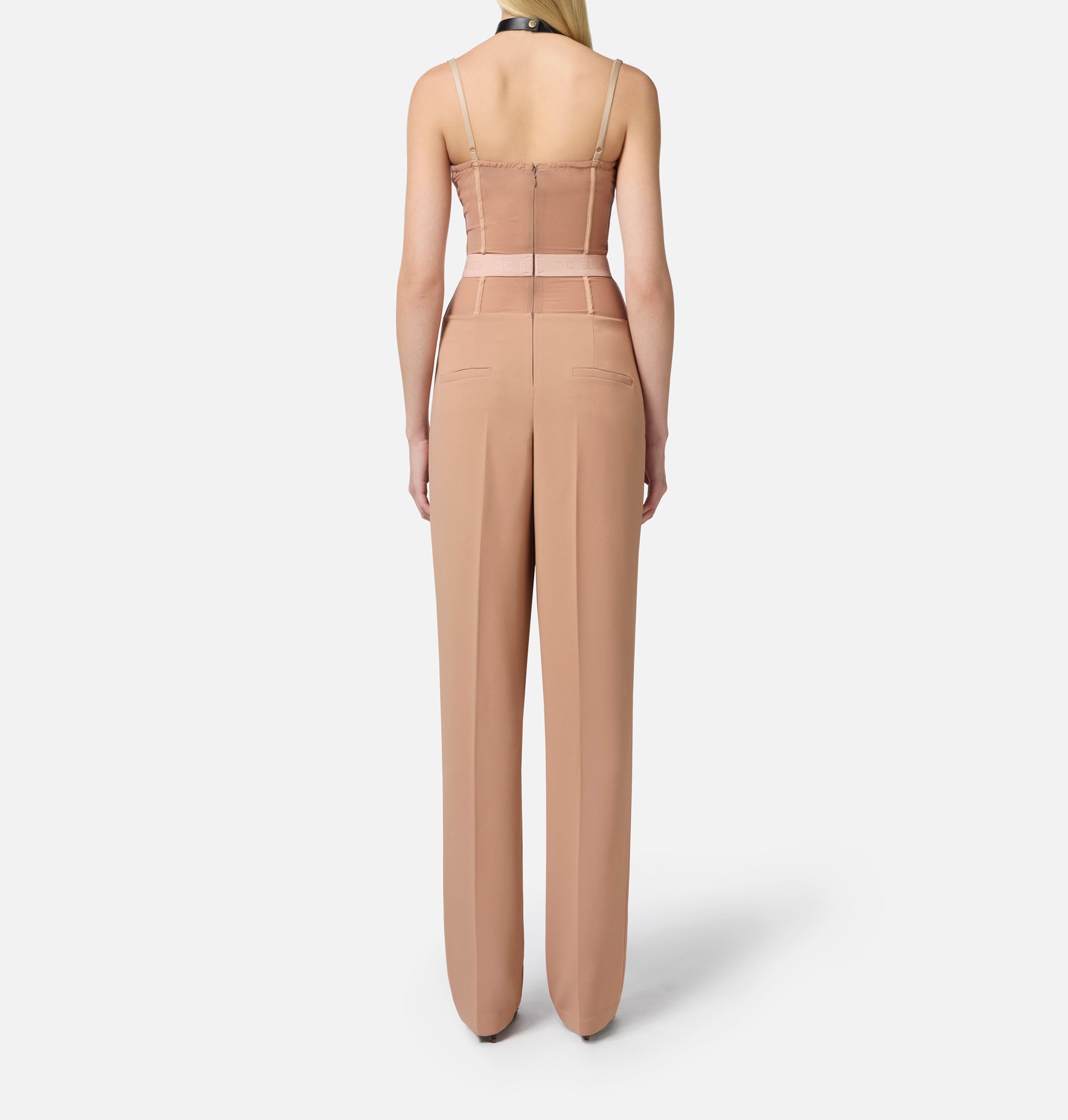 ELISABETTA FRANCHI Tuta Crêpe Tulle-Nudo