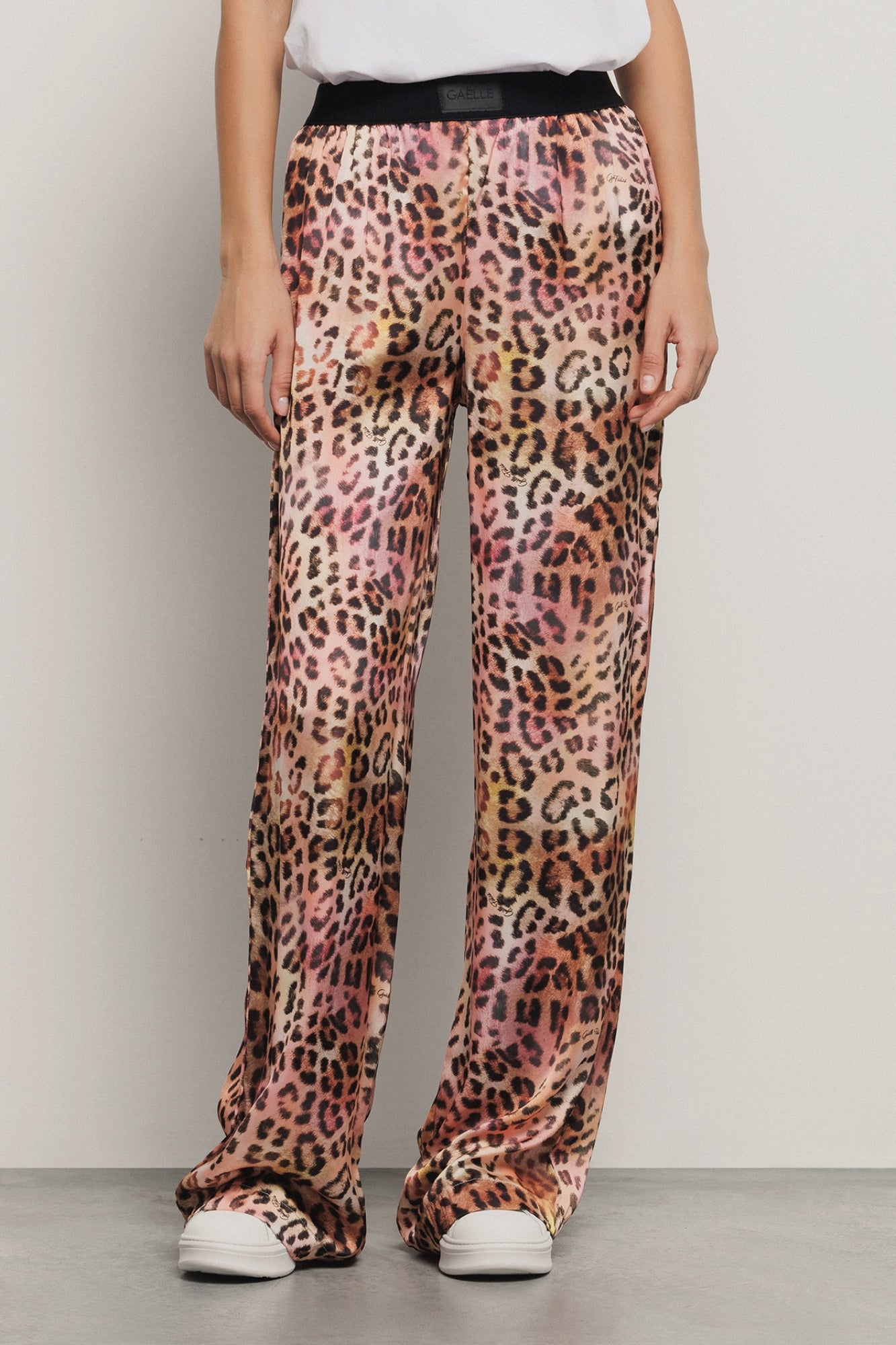 GAELLE PARIS Pantalone Donna Raso Stampato Animalier-Macula Multicolor